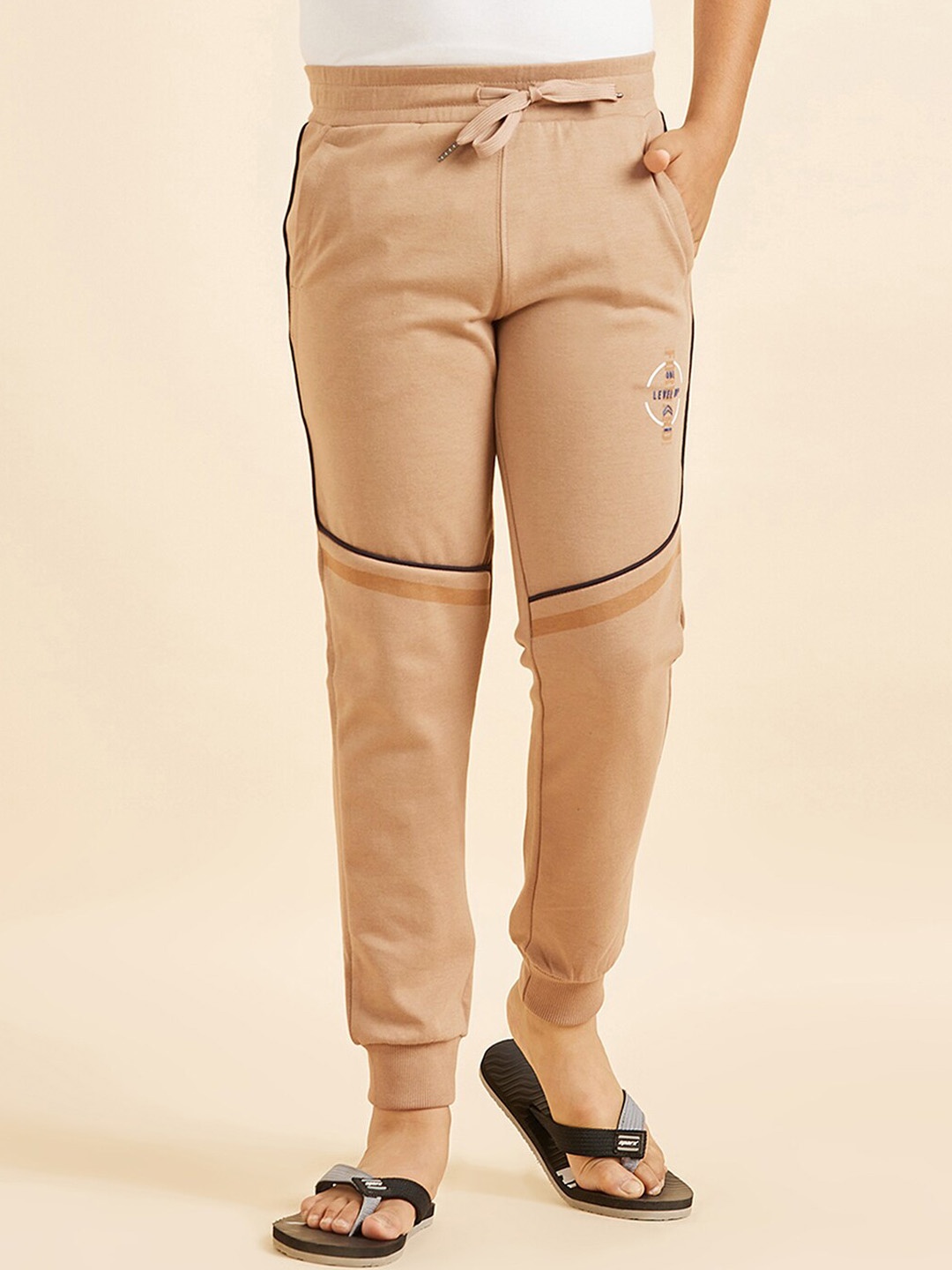 

Sweet Dreams Boys Beige Mid-Rise Straight Lounge Pants