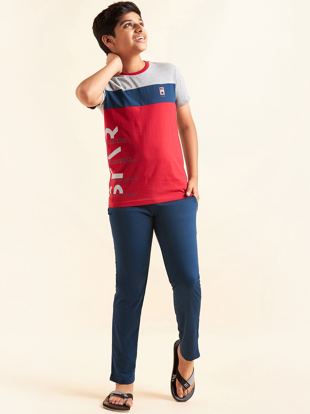 

Sweet Dreams Boys Red & Blue Colourblocked Night Suit