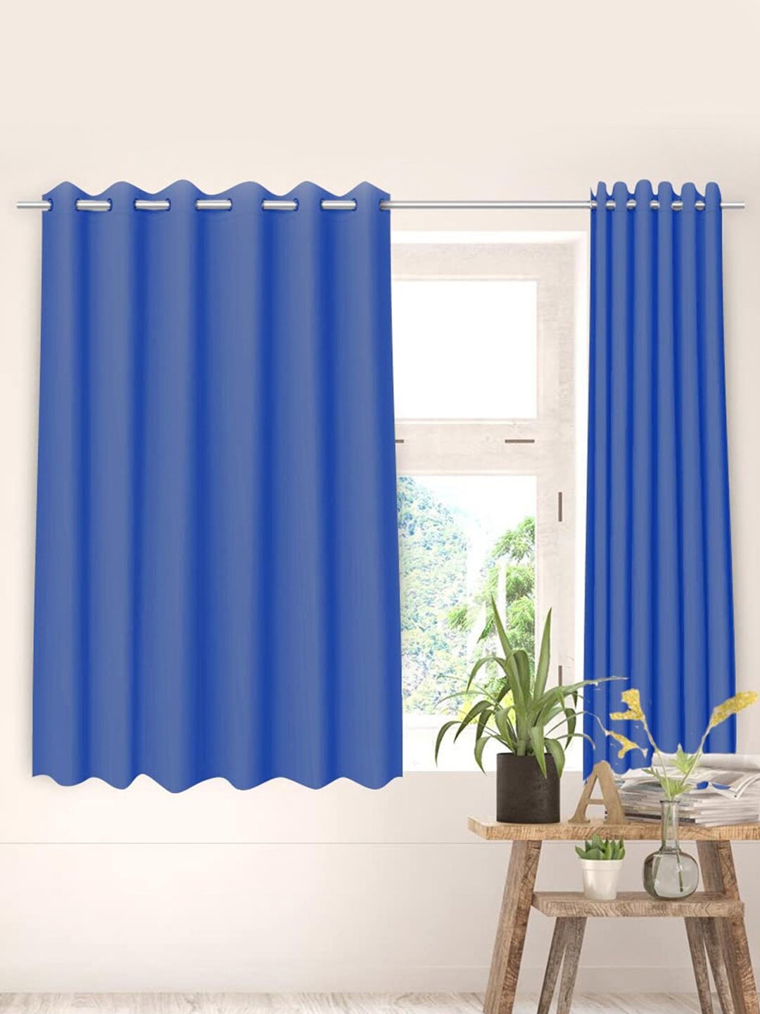 

Kuber Industries Blue 2 Pieces Black Out Window Curtains