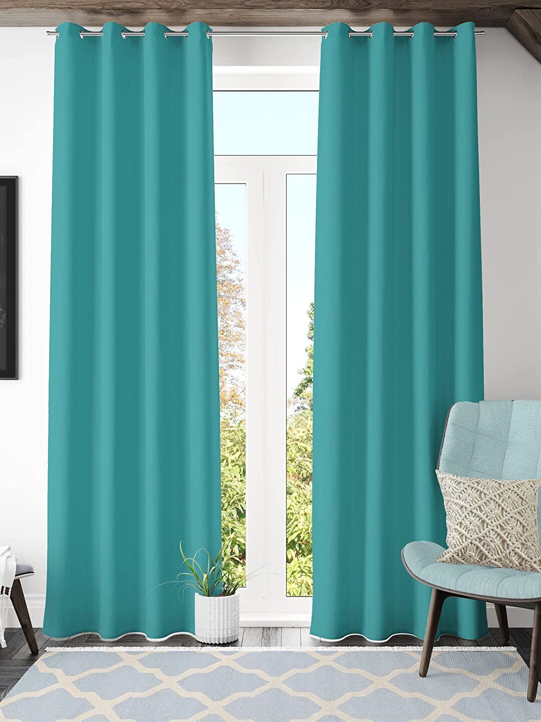 

Kuber Industries Green Black Out Window Curtain