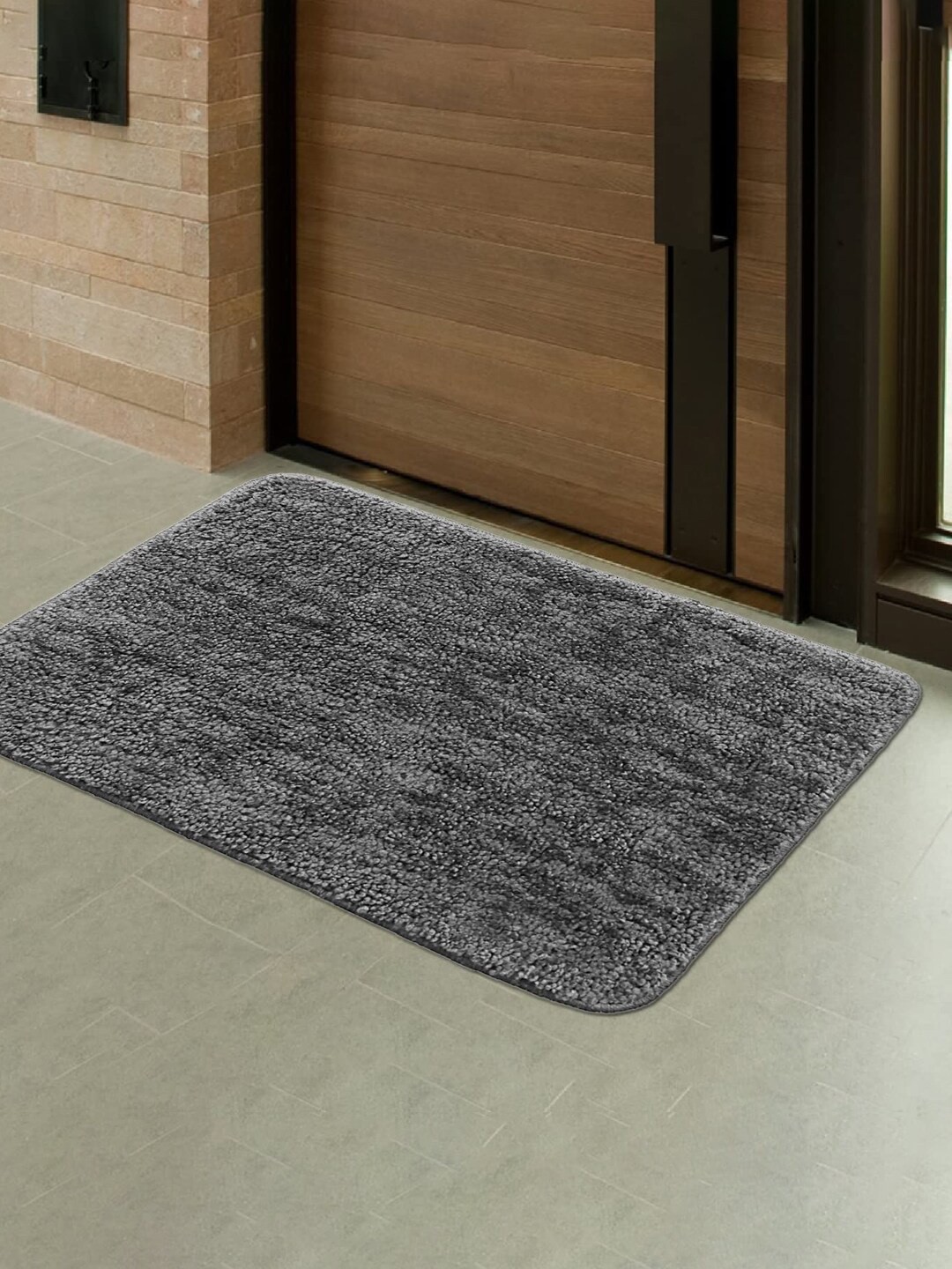 

Kuber Industries Black & Grey 2-Pieces Anti-Skid Doormats