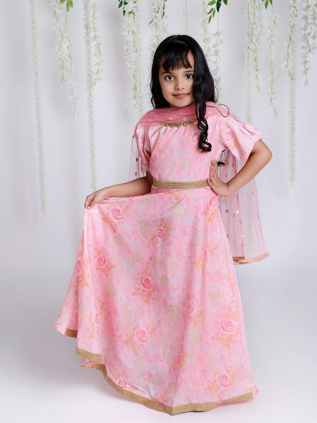 

KID1 Pink Floral Maxi Dress