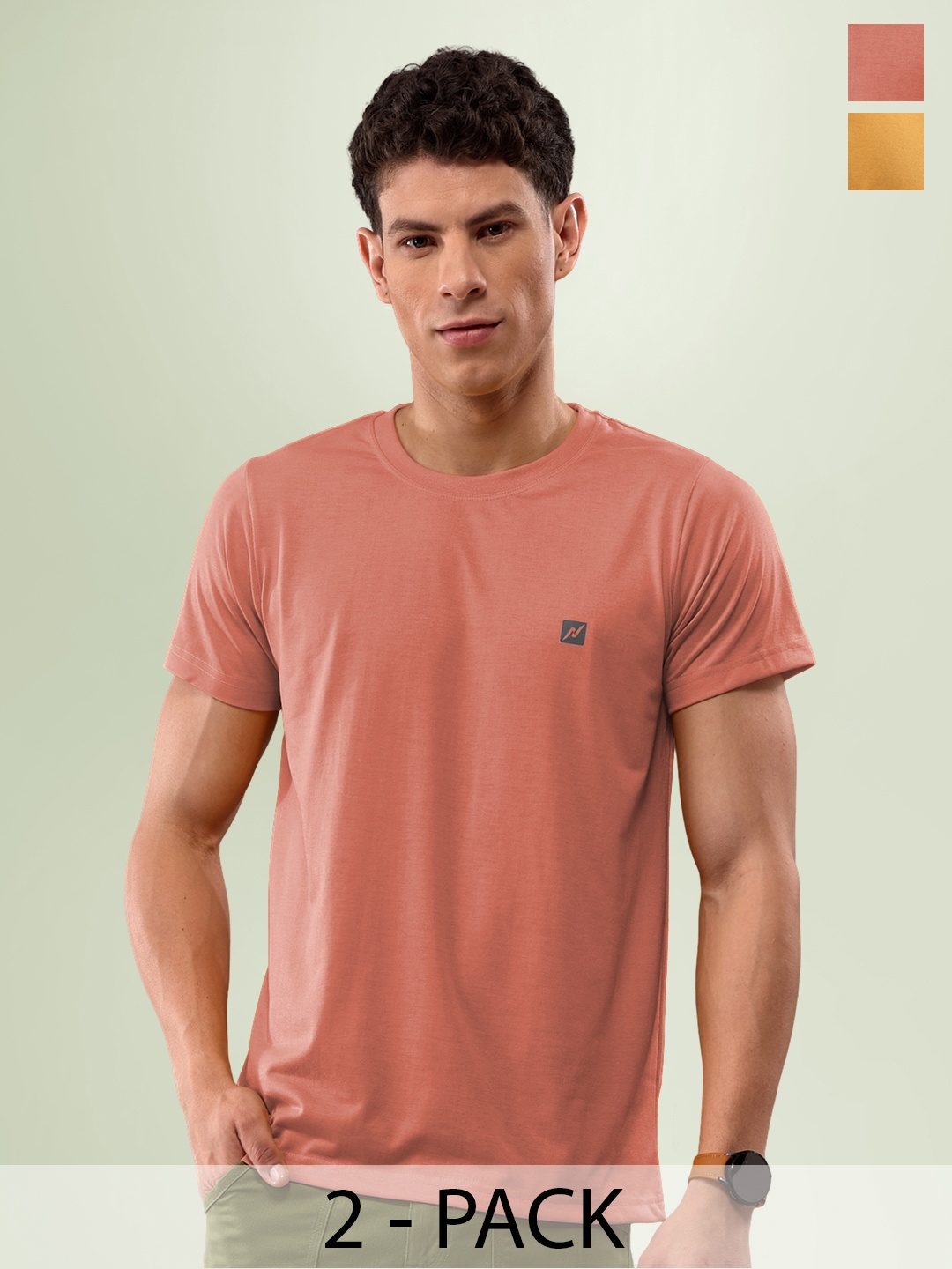 

LUX NITRO Pack Of 2 Round Neck Lounge T-shirts, Orange