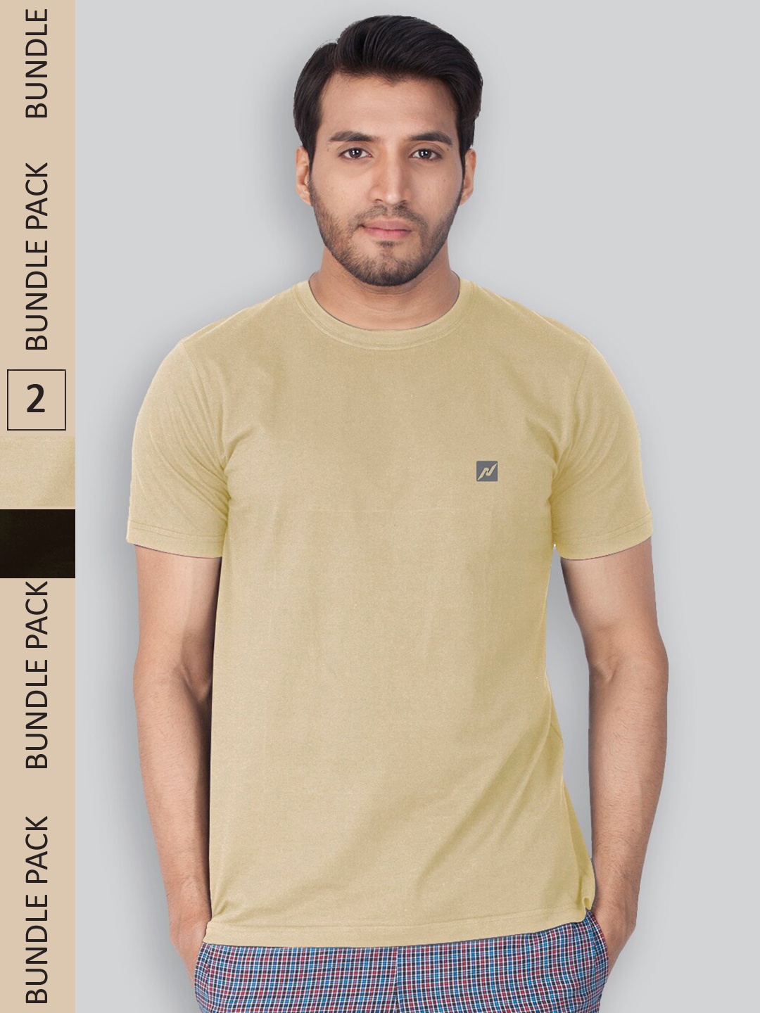

LUX NITRO Pack Of 2 Round Neck T-shirts, Beige