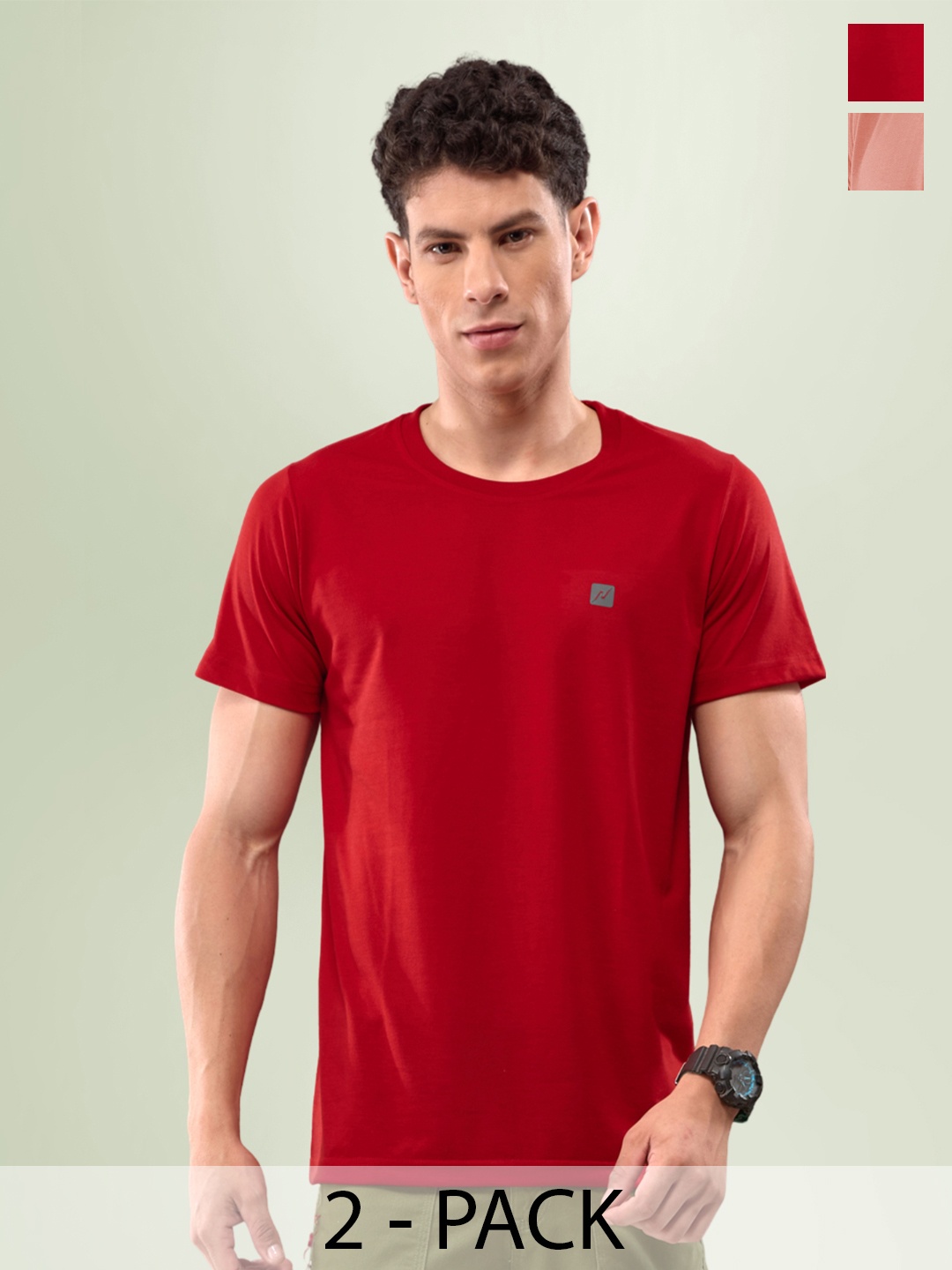 

LUX NITRO Pack Of 2 Round Neck Lounge T-shirts, Red