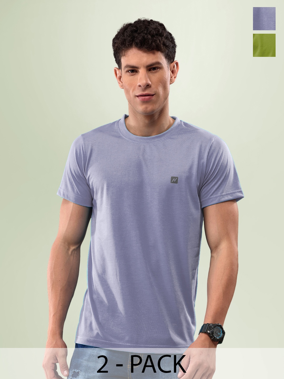

LUX NITRO Pack Of 2 Anti Odour Cotton Lounge T-Shirt, Green