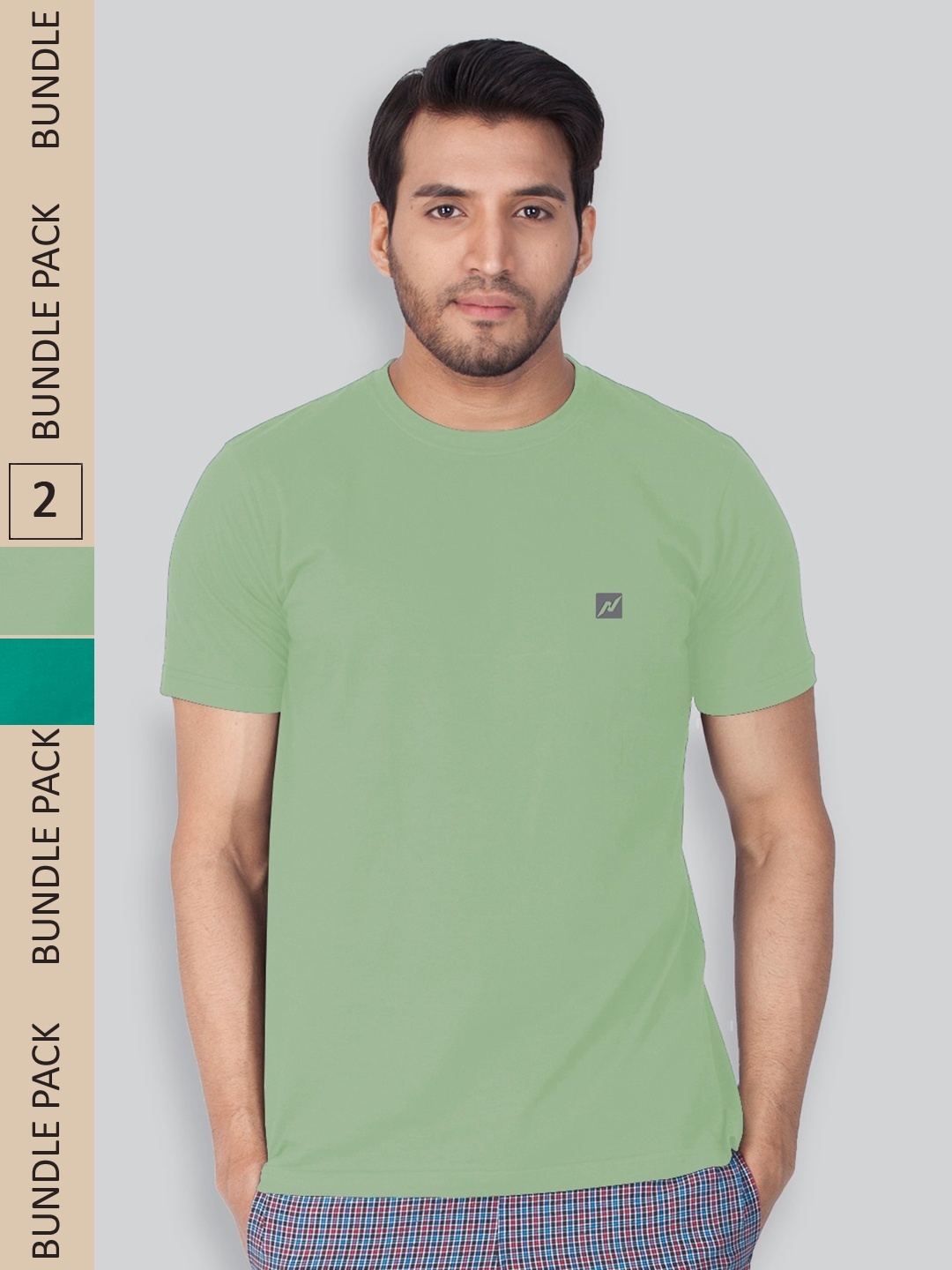 

LUX NITRO Pack Of 2 Round Neck T-shirts, Green