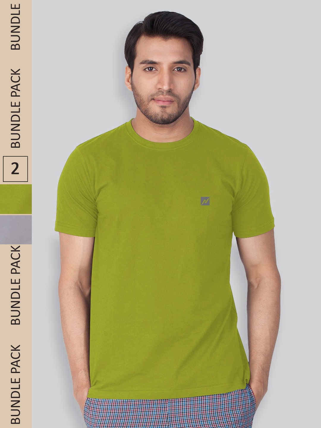 

LUX NITRO Pack Of 2 Round Neck Anti Odour Lounge T-Shirt, Green