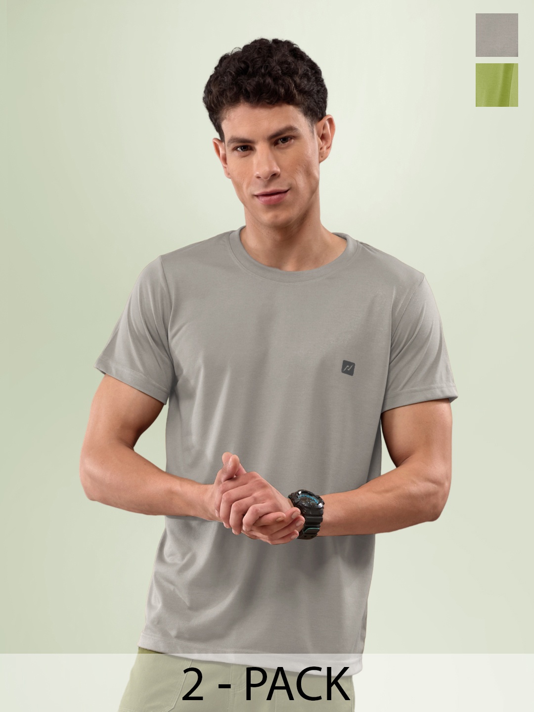 

LUX NITRO Pack Of 2 Round Neck Lounge T-shirts, Green