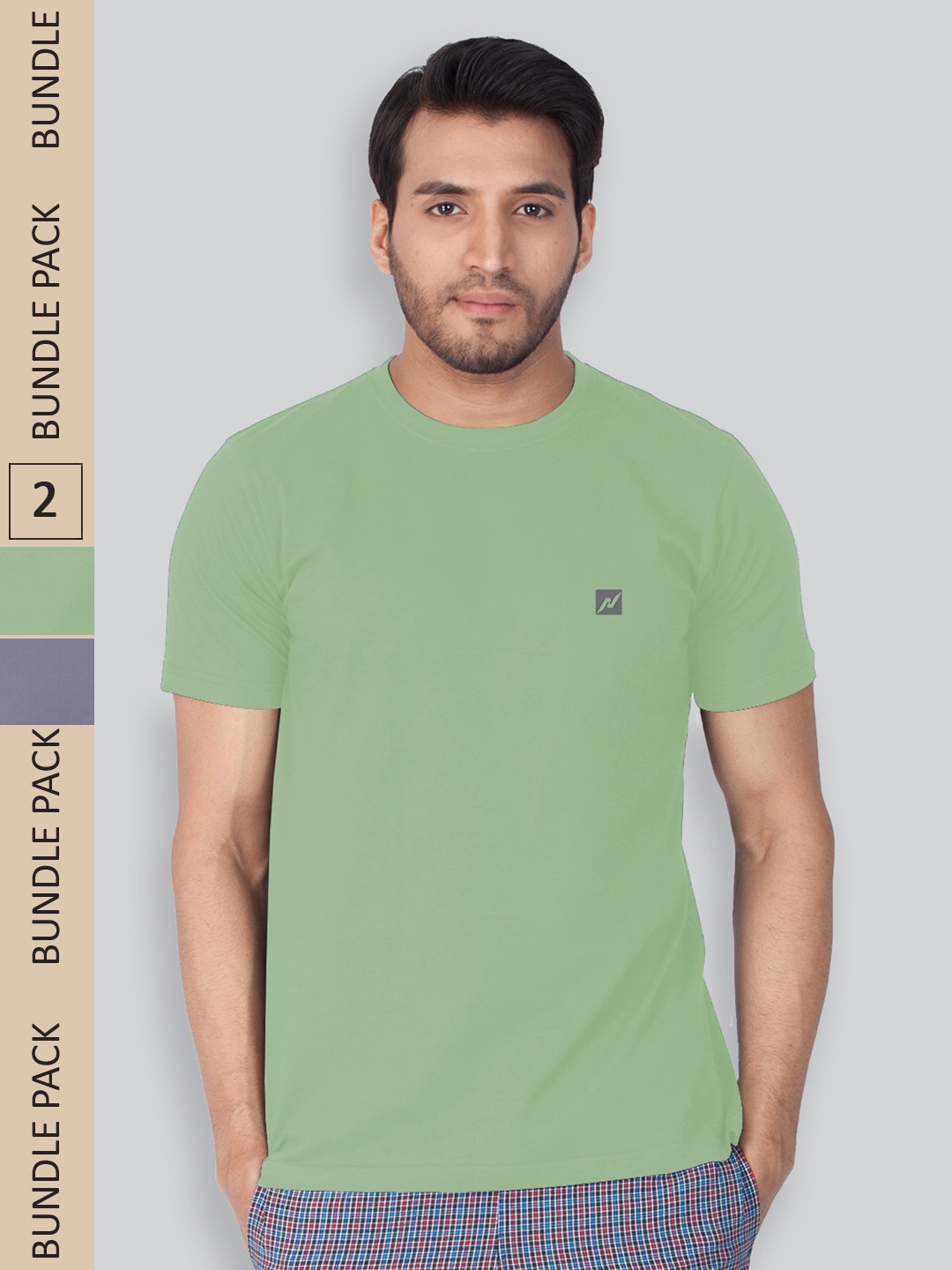 

LUX NITRO Pack Of 2 Round Neck Anti Odour Cotton Lounge T-Shirt, Green