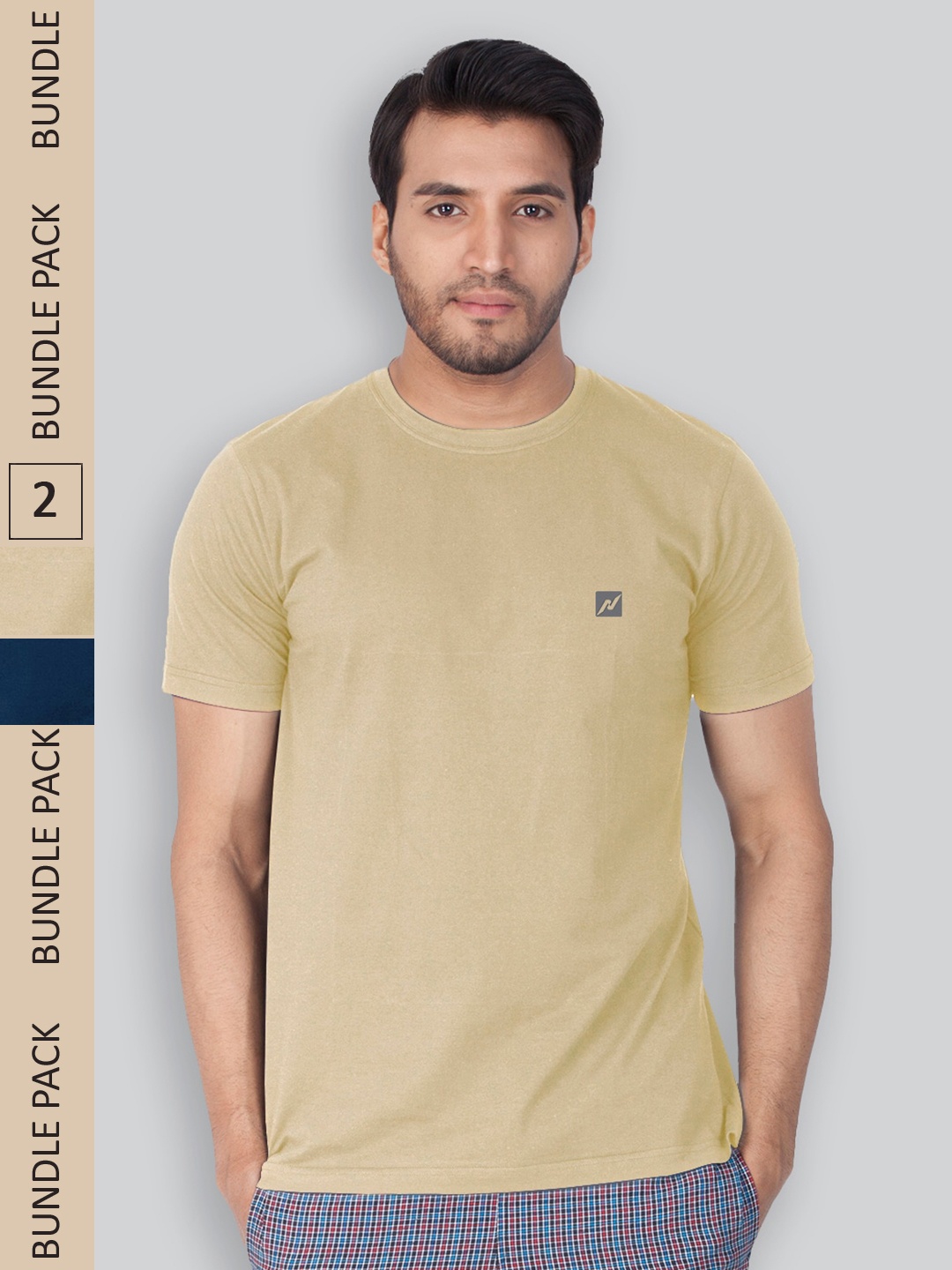 

LUX NITRO Pack Of 2 Round Neck Lounge T-shirts, Beige