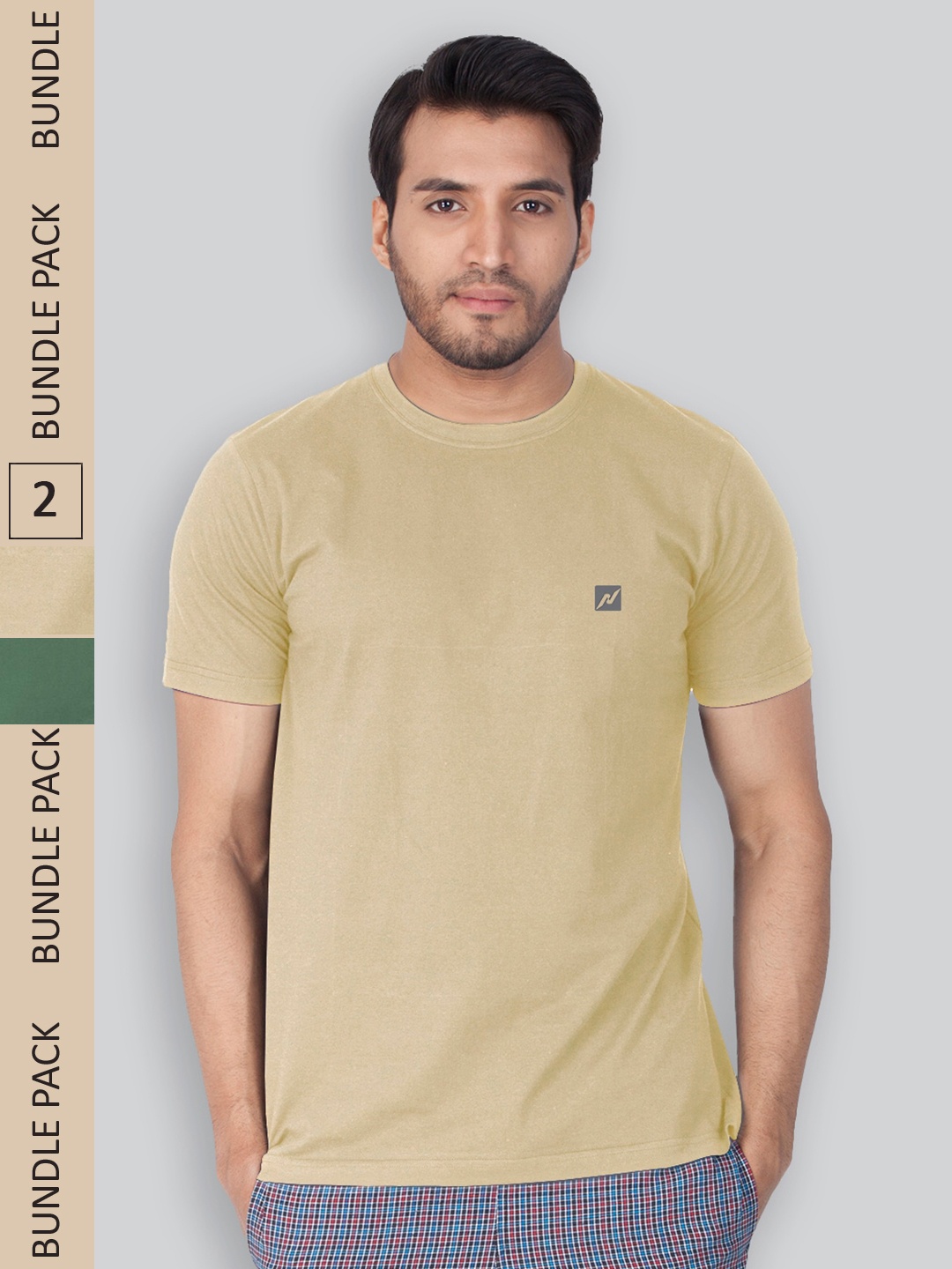 

LUX NITRO Pack Of 2 Anti Odour Lounge T-shirt, Beige