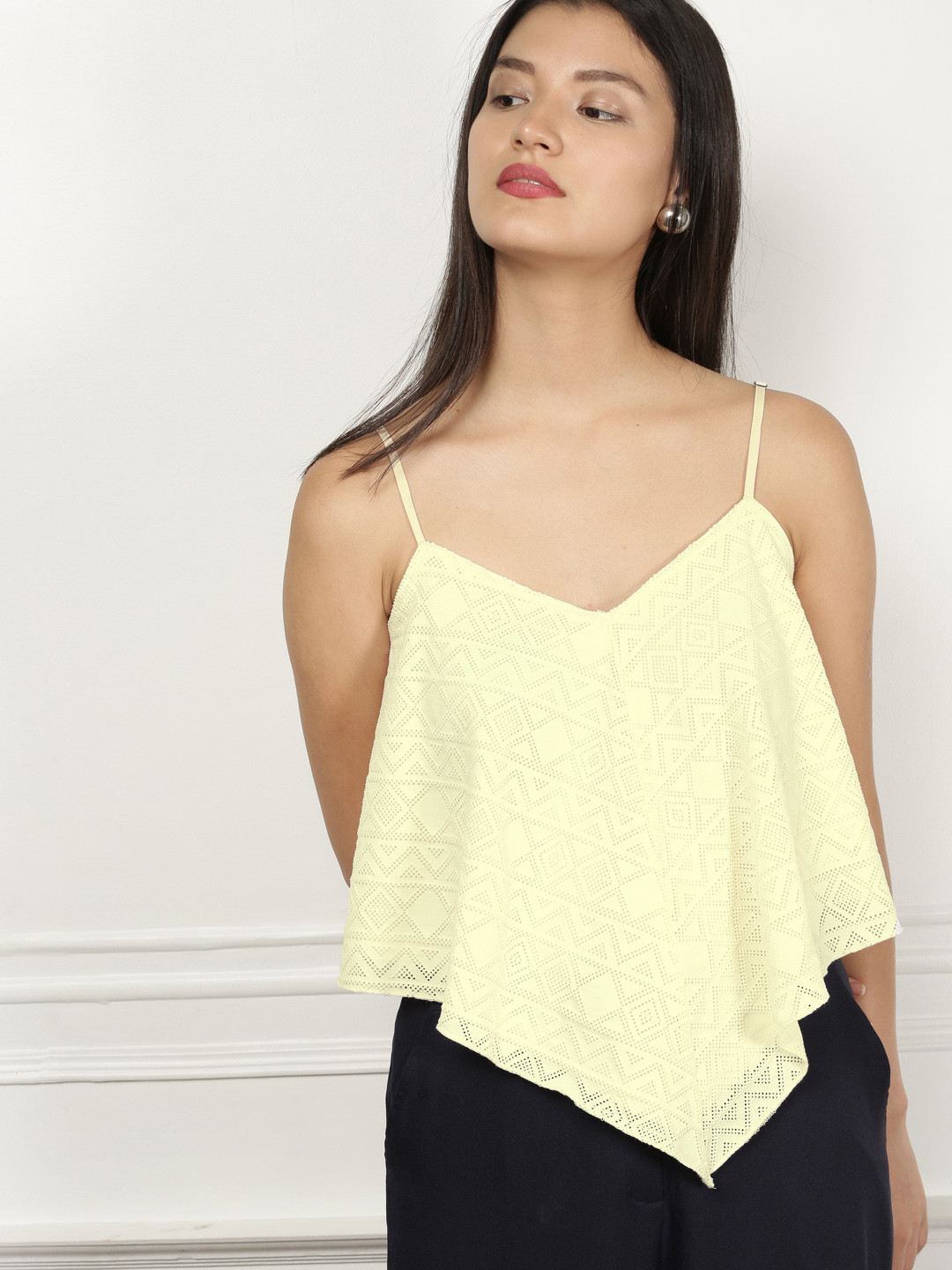 

all about you Women Yellow Self Design Top