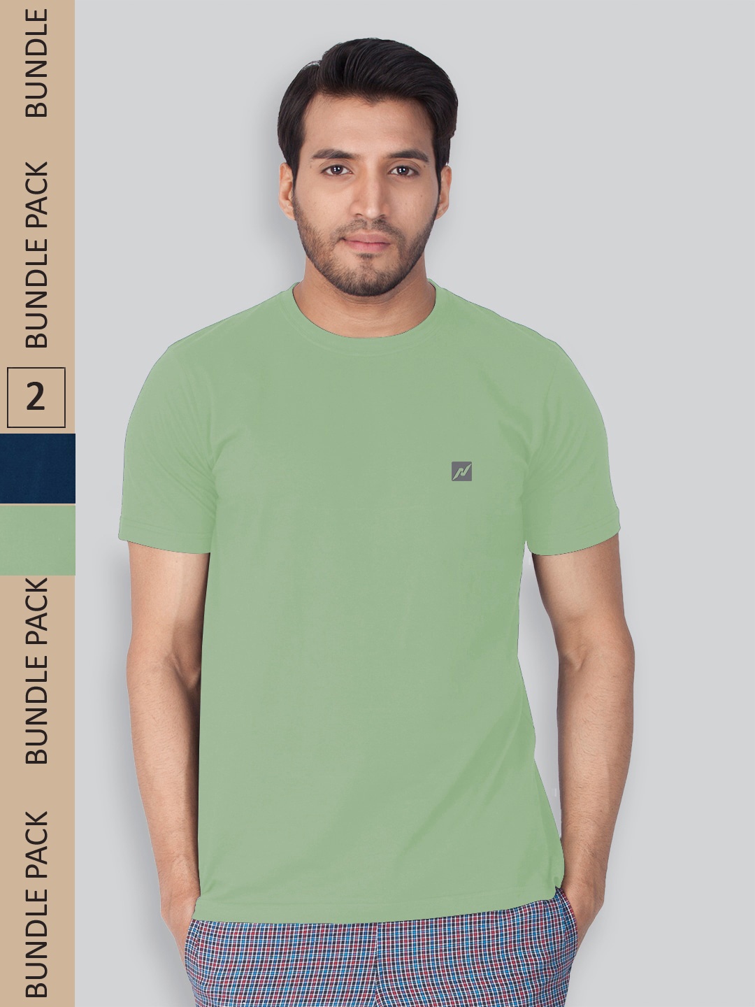

LUX NITRO Pack Of 2 Round Neck Anti Odour T-Shirt, Green
