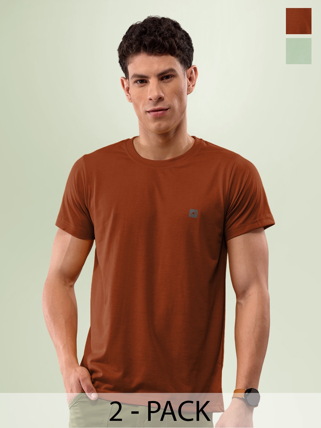 

LUX NITRO Pack Of 2 Round Neck T-shirts, Green