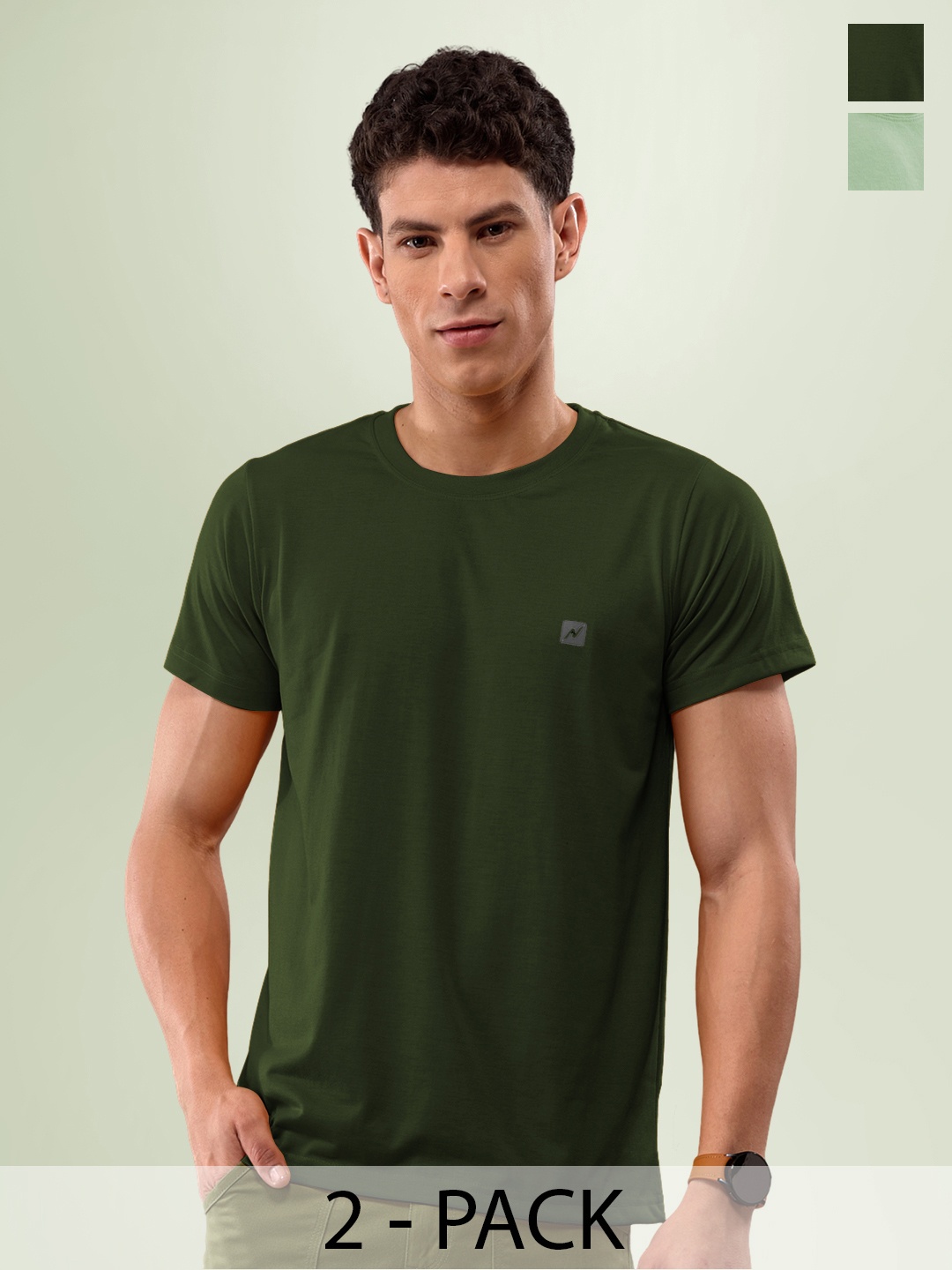 

LUX NITRO Pack Of 2 Anti Odour Lounge T-shirt, Green
