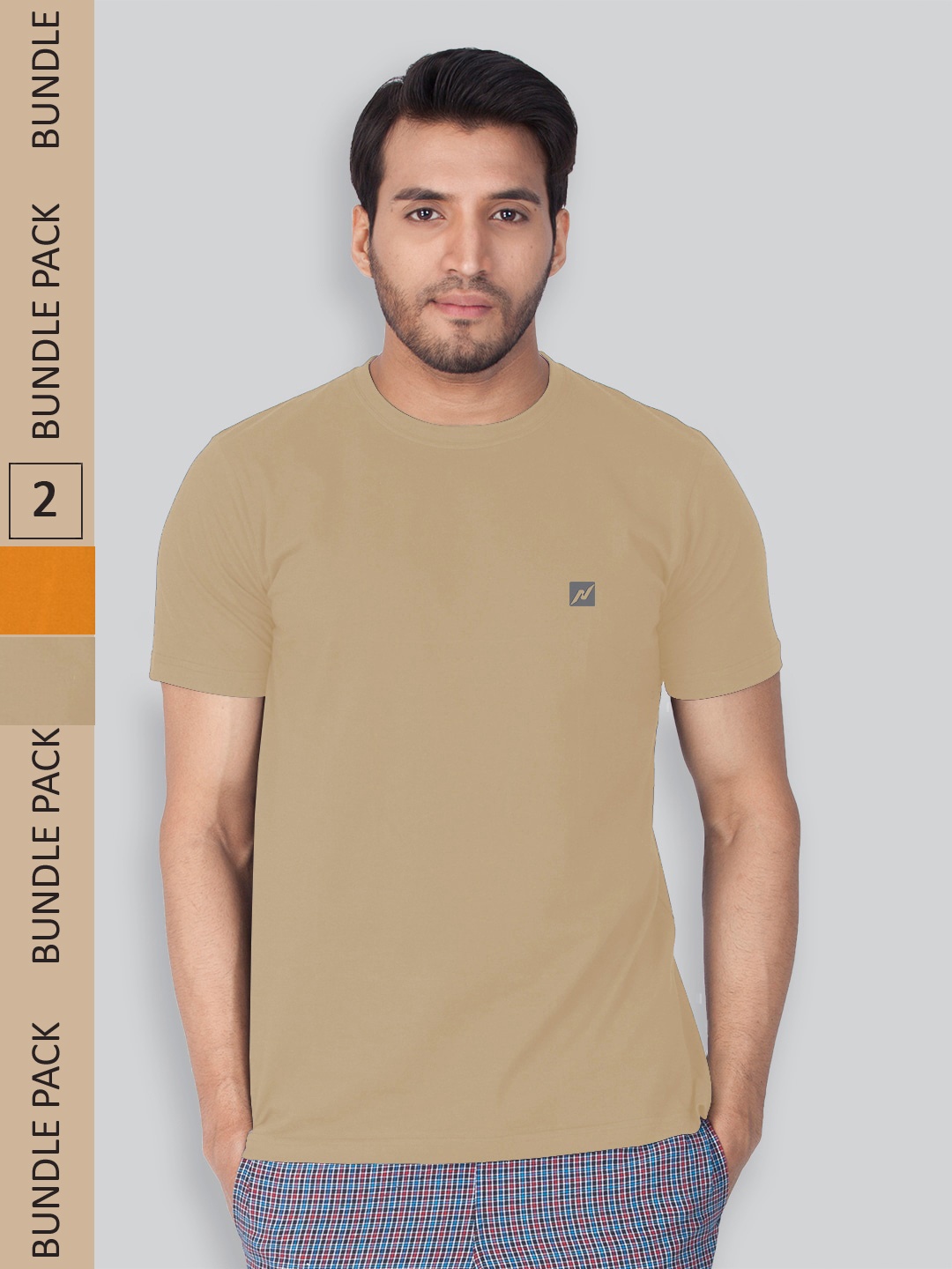 

LUX NITRO Pack Of 2 Round Neck Lounge T-shirts, Beige