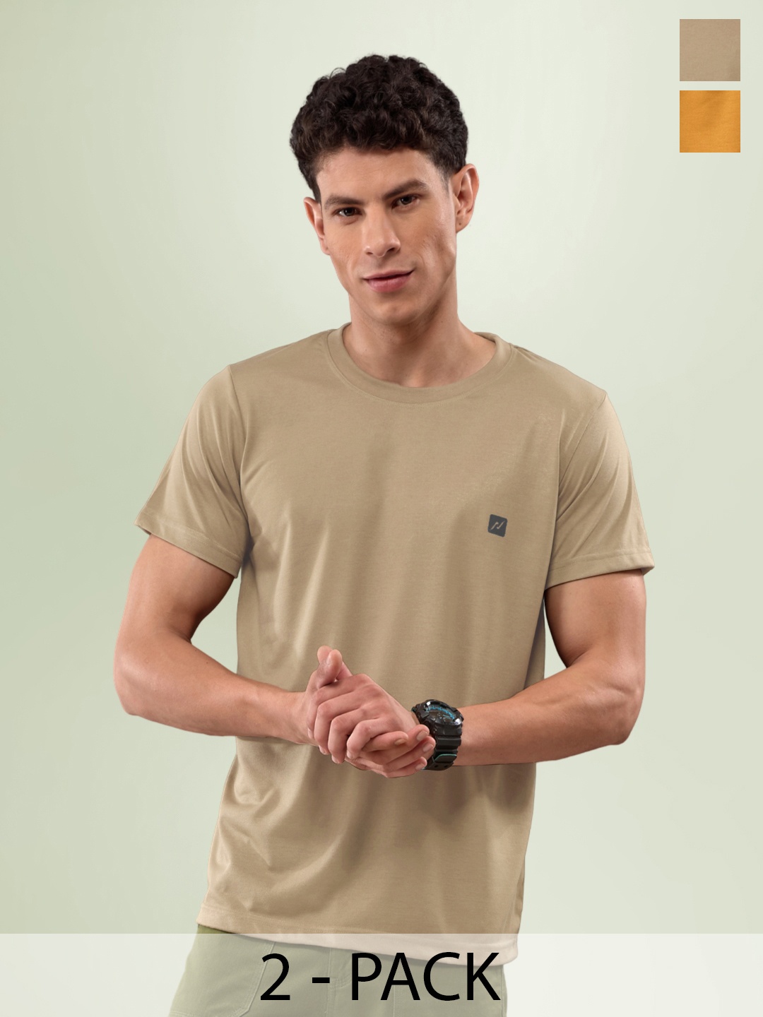 

LUX NITRO Pack Of 2 Round Neck Short Sleeves T-shirt, Orange