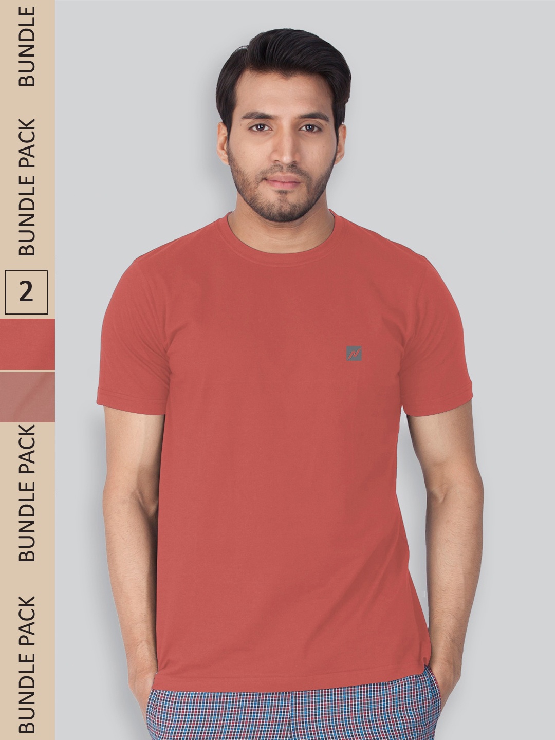 

LUX NITRO Pack Of 2 Round Neck Lounge T-shirts, Rust