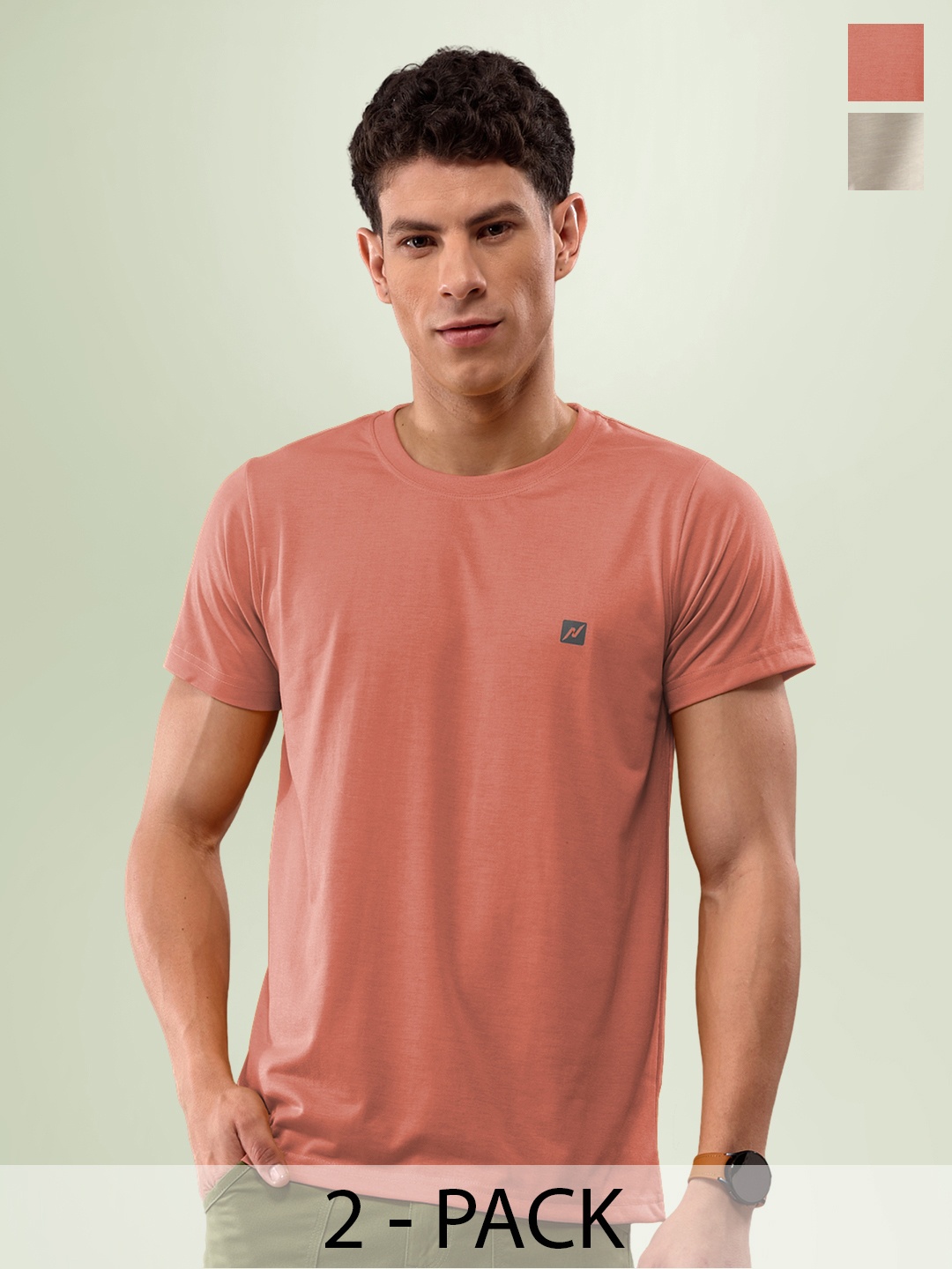 

LUX NITRO Pack Of 2 Anti Odour Lounge T-shirts, Coral