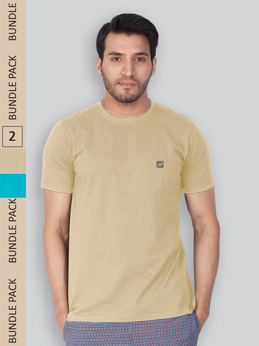 

LUX NITRO Pack Of 2 Round Neck Lounge T-shirts, Beige