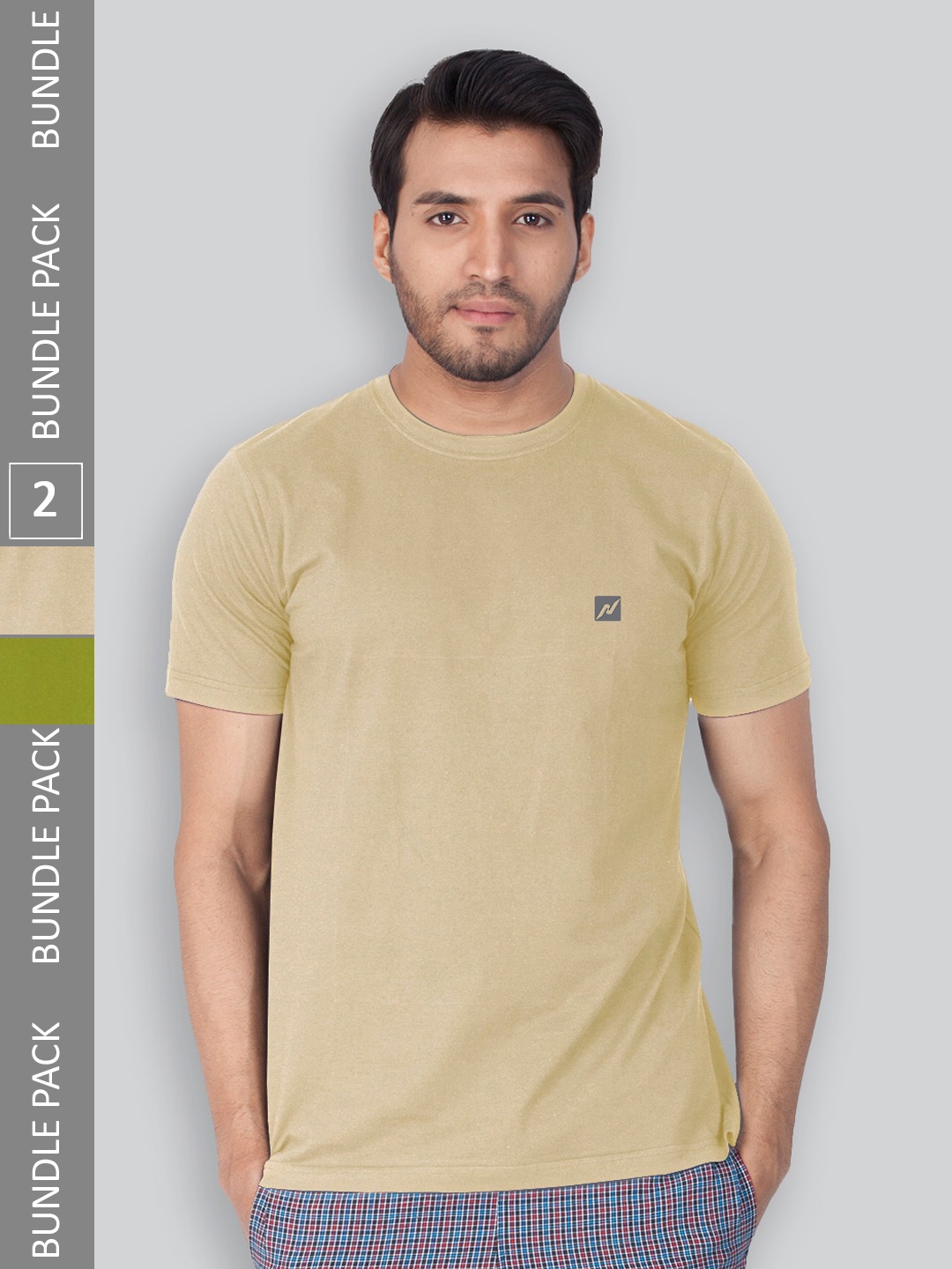 

LUX NITRO Pack Of 2 Round Neck T-shirts, Beige