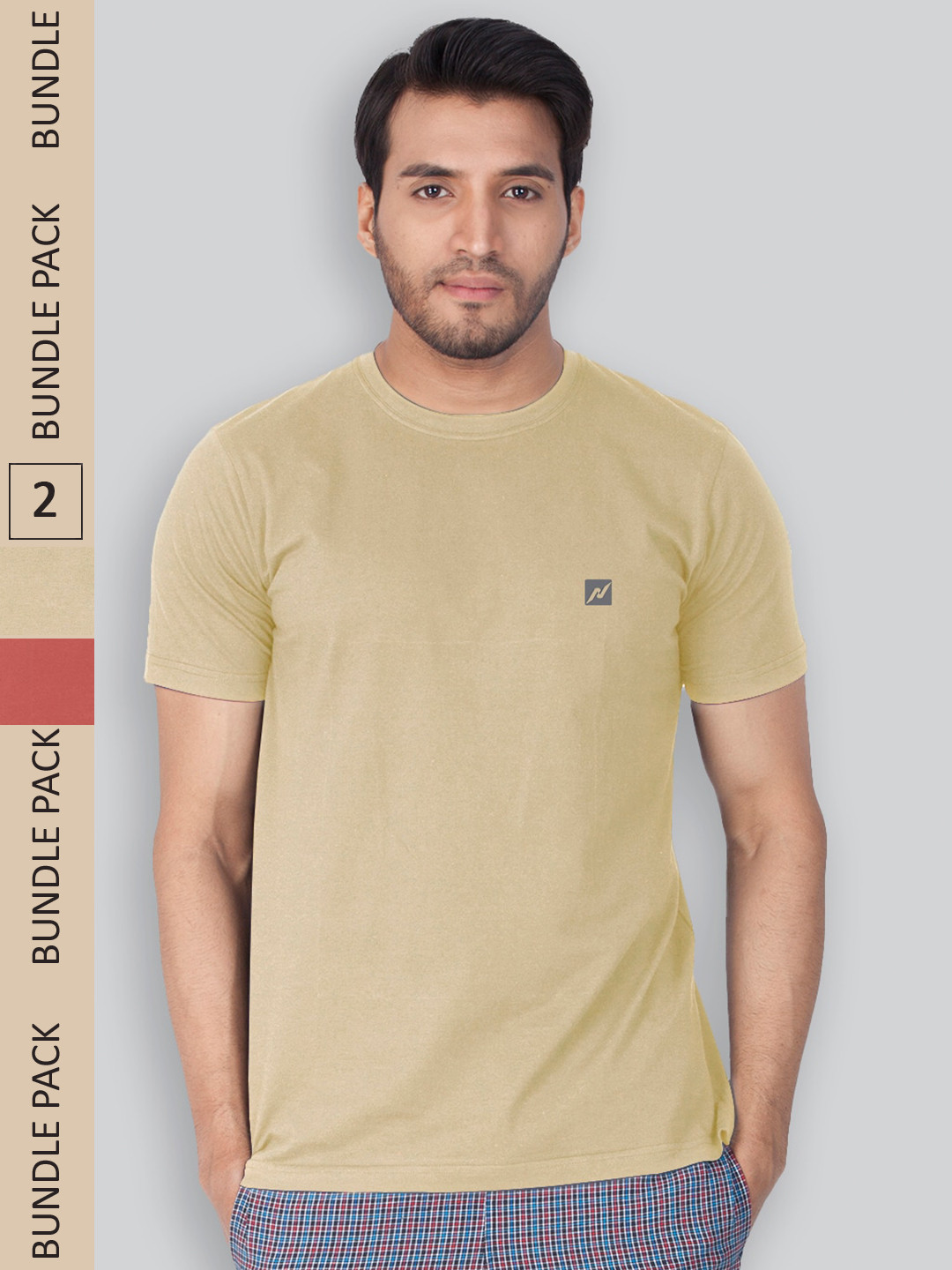 

LUX NITRO Pack Of 2 Round Neck T-shirts, Beige