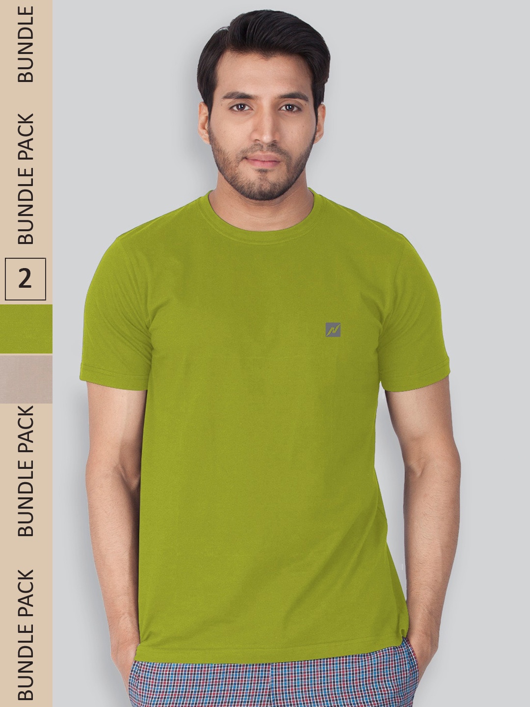 

LUX NITRO Pack Of 2 Round Neck Anti Odour Lounge T-Shirt, Green