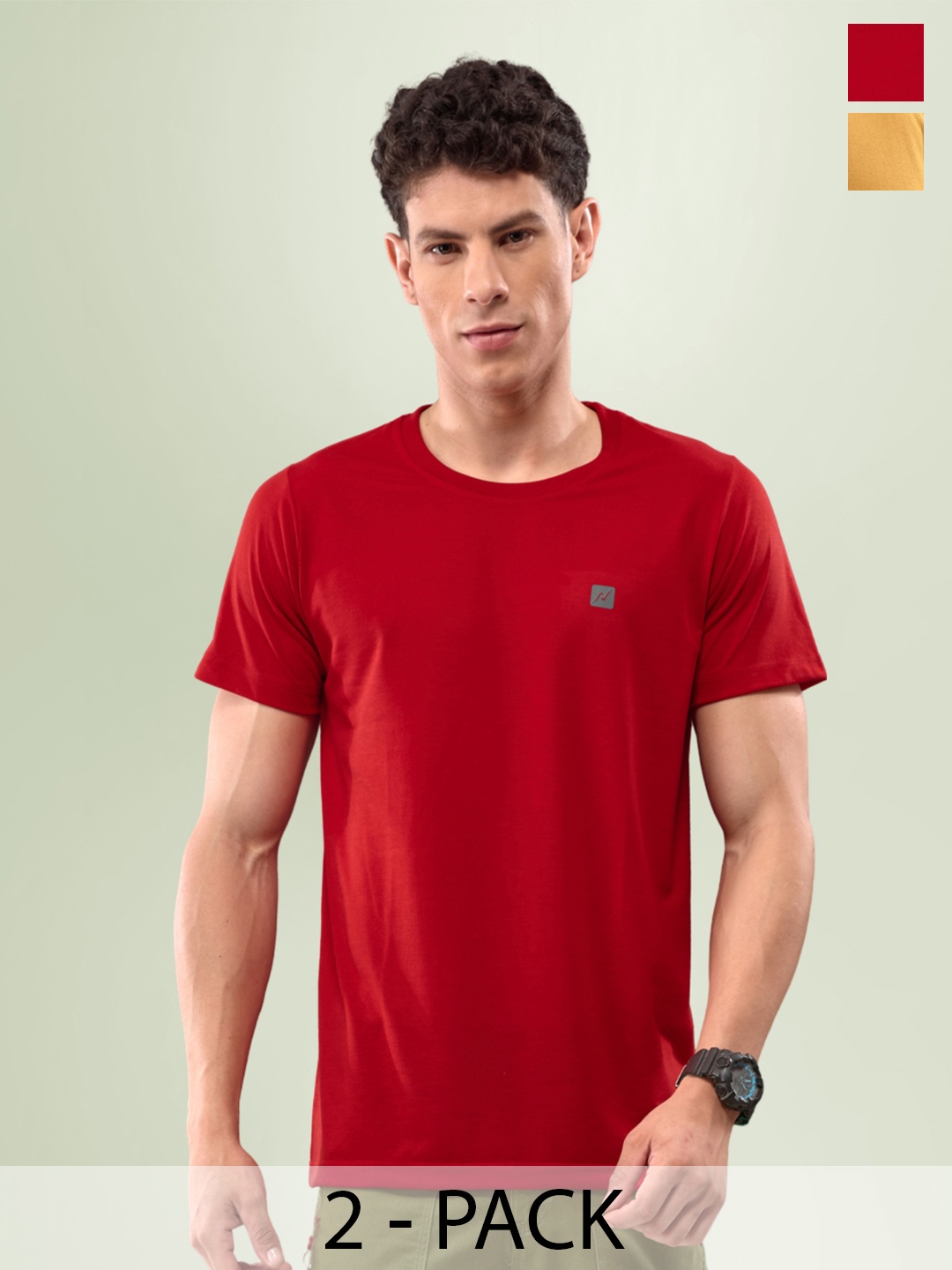 

LUX NITRO Pack Of 2 Round Neck Lounge T-shirts, Orange
