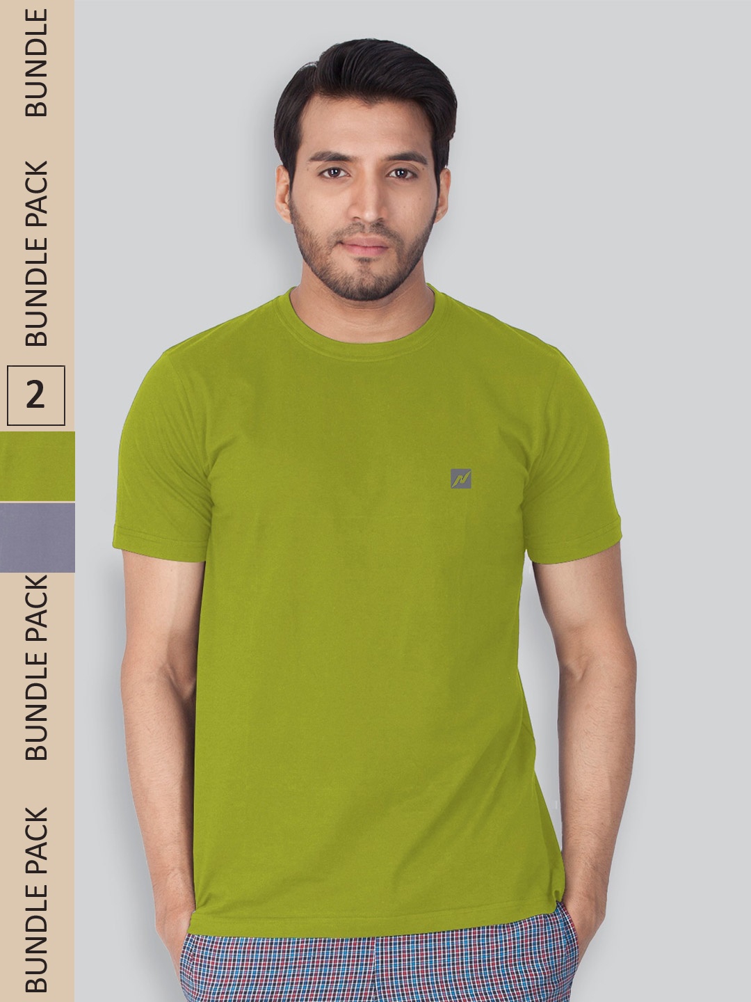 

LUX NITRO Pack Of 2 Round Neck Anti Odour Lounge T-Shirt, Green