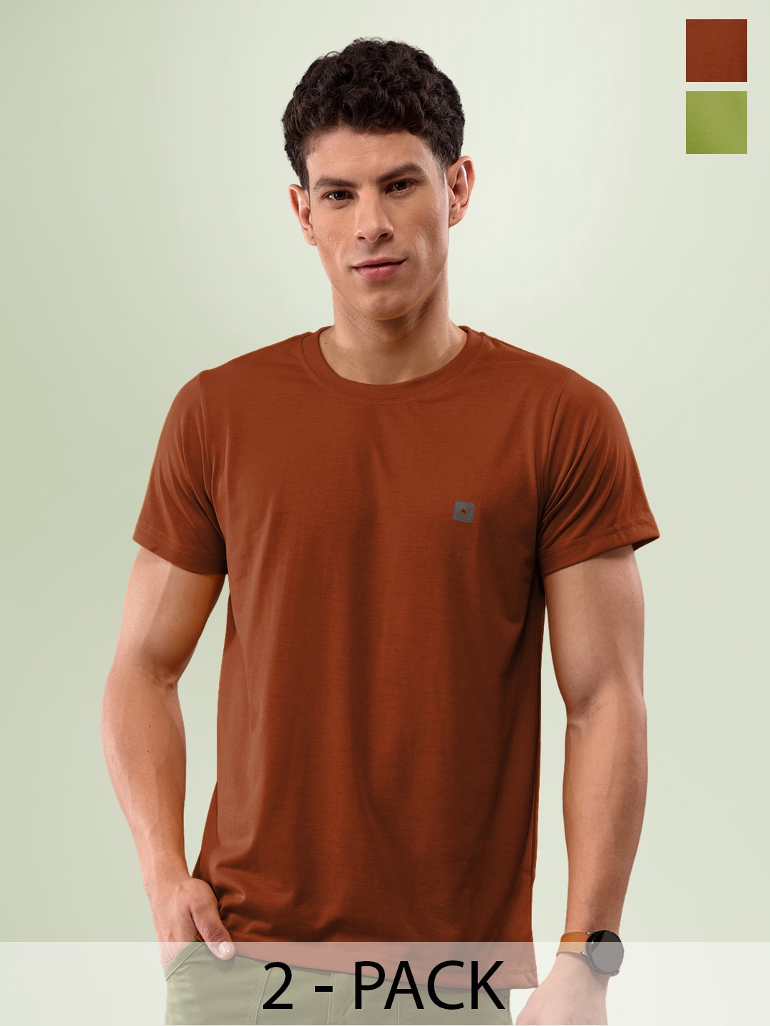 

LUX NITRO Pack Of 2 Round Neck Lounge T-shirts, Green