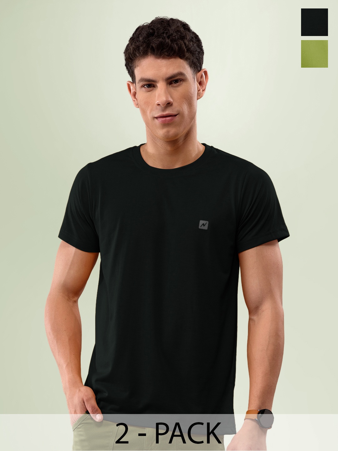 

LUX NITRO Pack Of 2 Round Neck Lounge T-shirts, Green