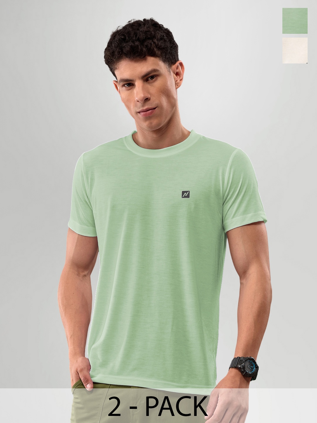 

LUX NITRO Pack Of 2 Round Neck Lounge T-shirts, Sea green