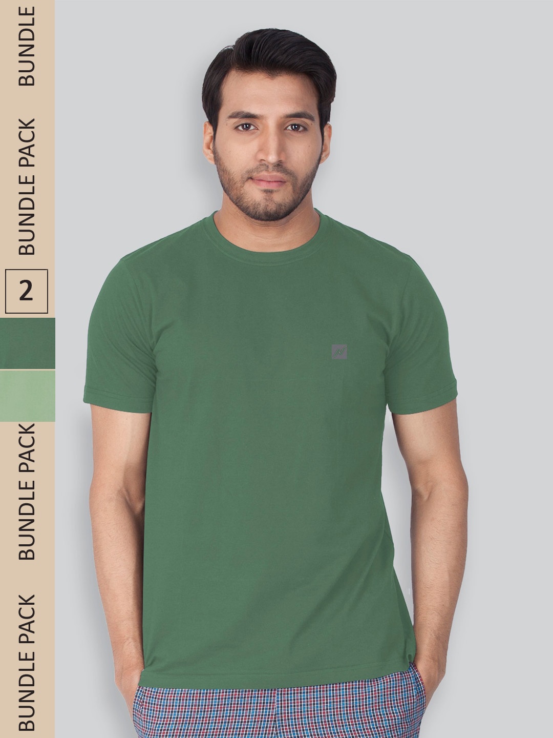 

LUX NITRO Pack Of 2 Round Neck T-shirts, Green