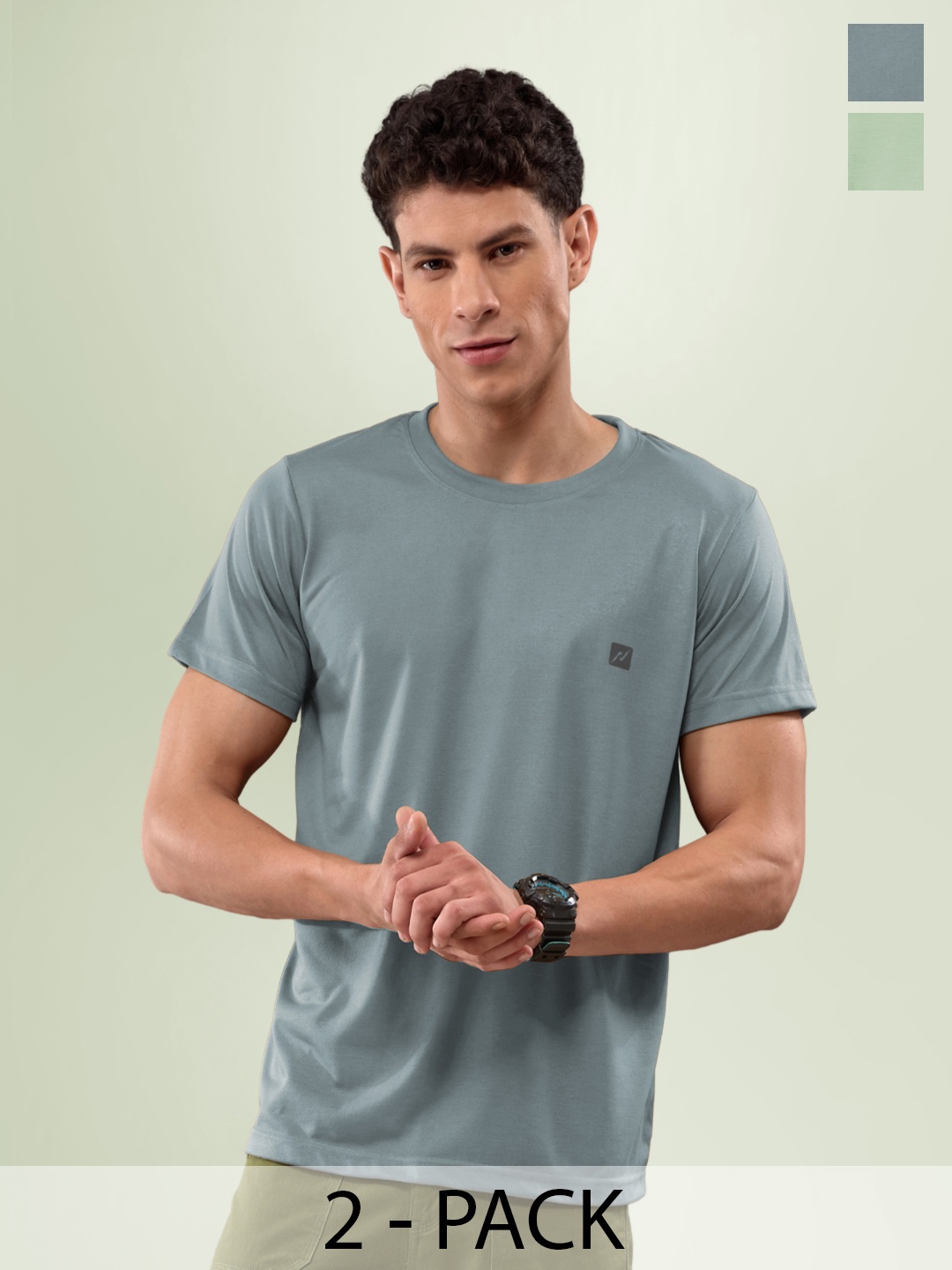 

LUX NITRO Pack Of 2 Round Neck Lounge T-shirts, Sea green