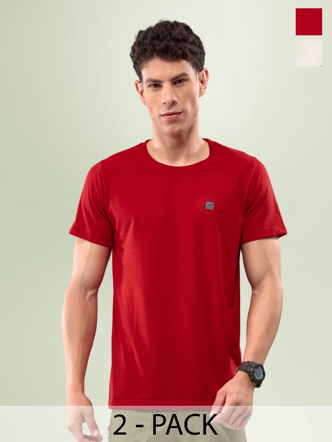 

LUX NITRO Pack Of 2 Anti Odour Lounge T-shirt, Beige