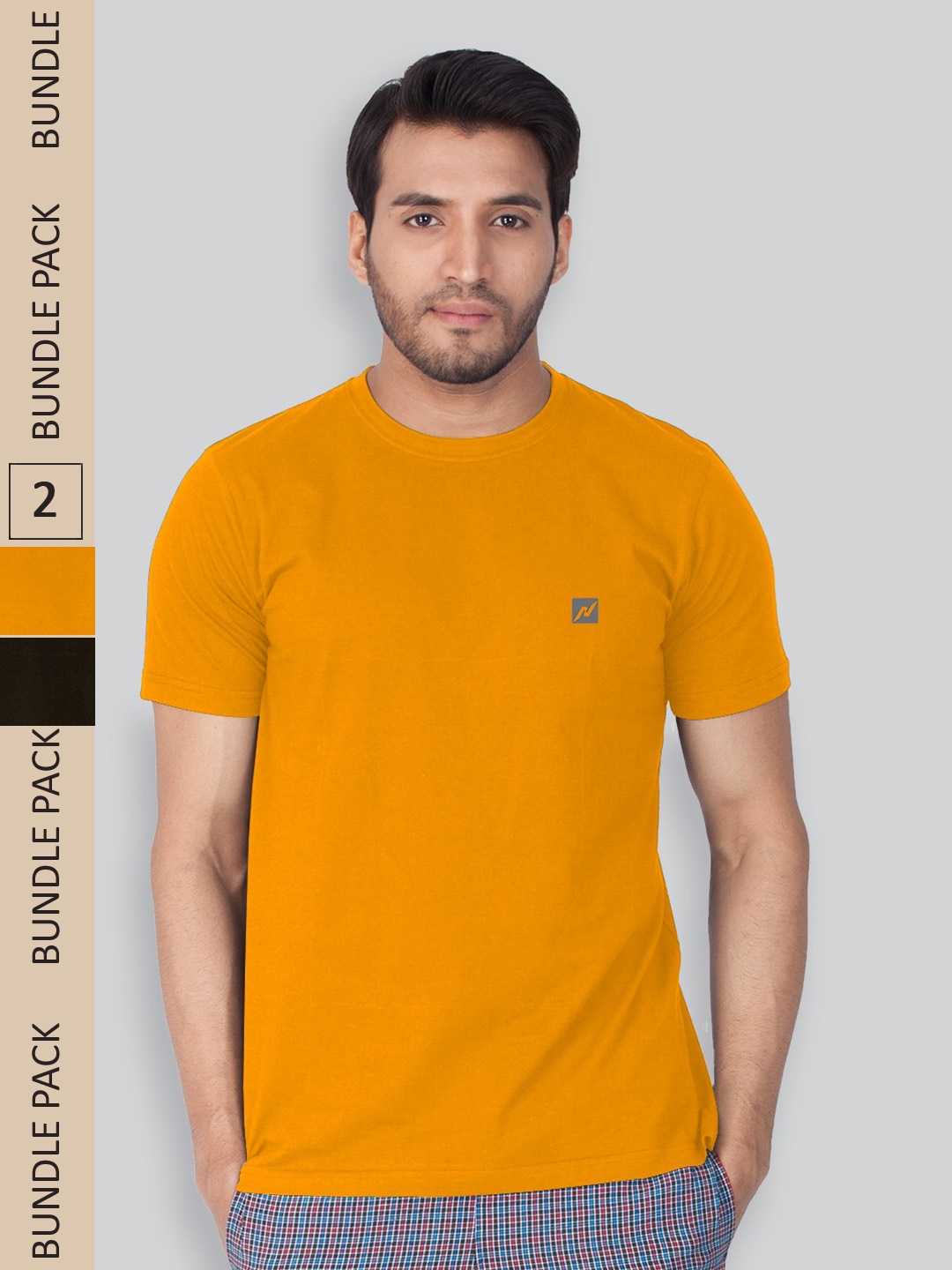 

LUX NITRO Pack Of 2 Round Neck Anti Odour Lounge T-Shirt, Orange