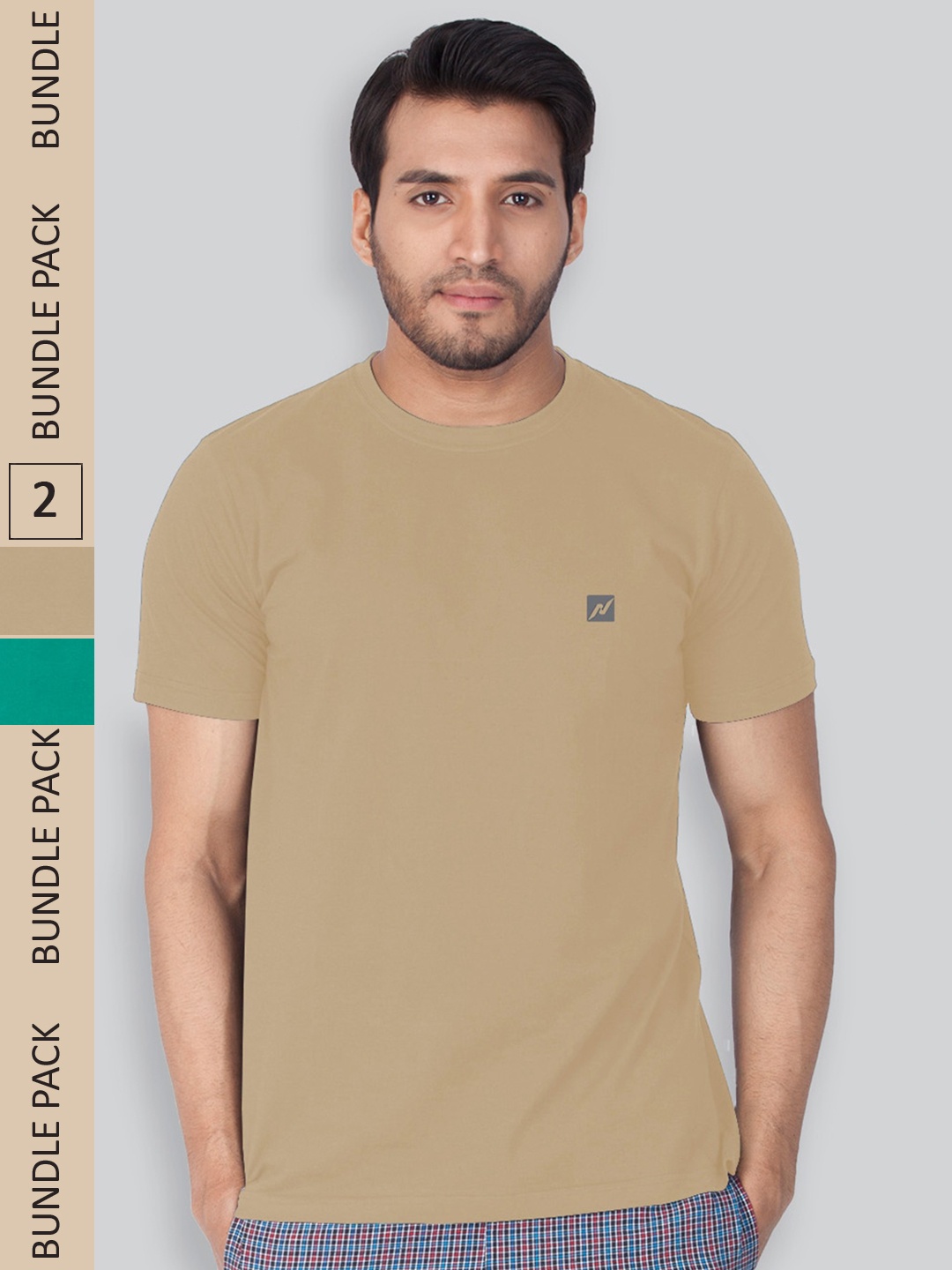 

LUX NITRO Pack Of 2 Round Neck Lounge T-shirts, Beige