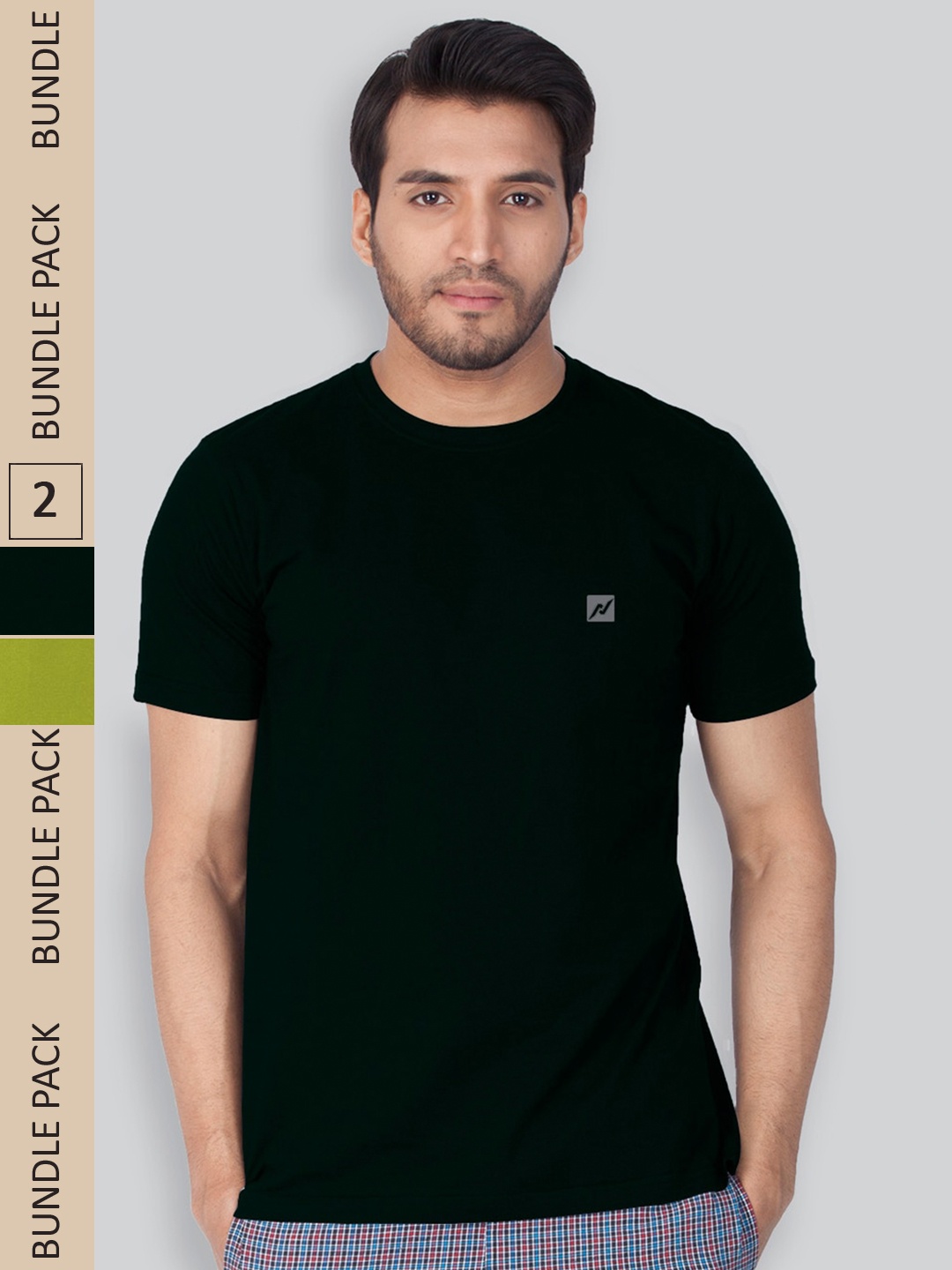 

LUX NITRO Pack Of 2 Round Neck Anti Odour Lounge T-Shirt, Black