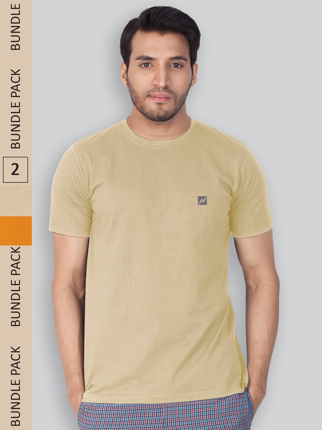 

LUX NITRO Pack Of 2 Round Neck Lounge T-shirts, Beige