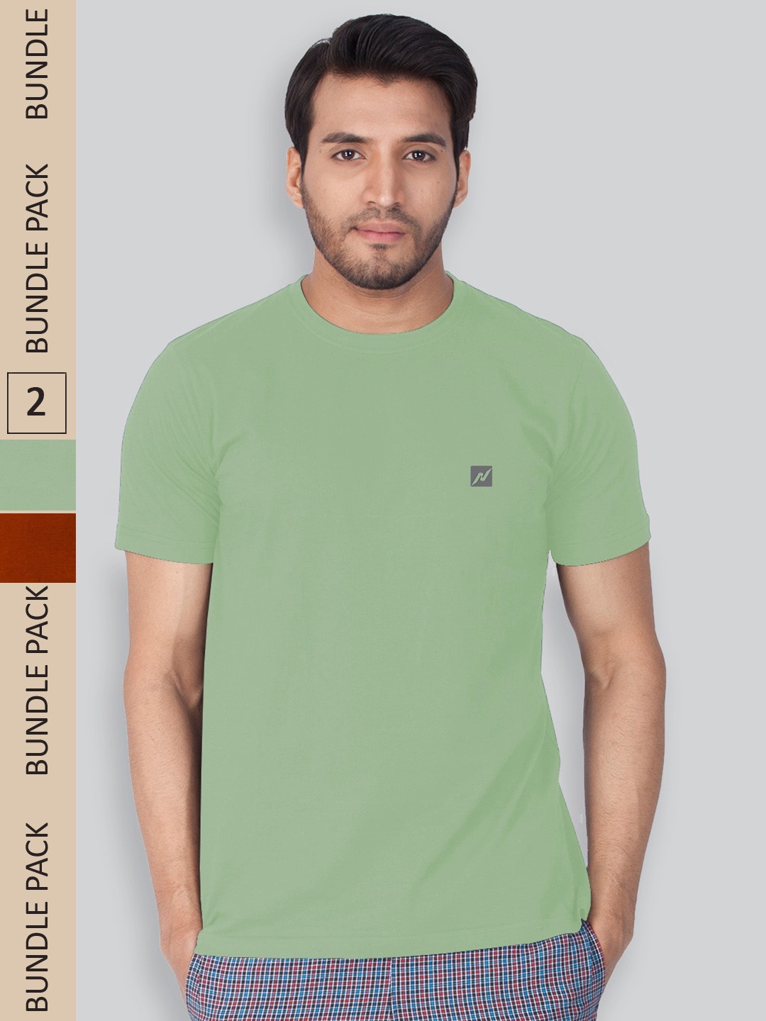 

LUX NITRO Pack Of 2 Round Neck Anti Odour Lounge T-Shirt, Green