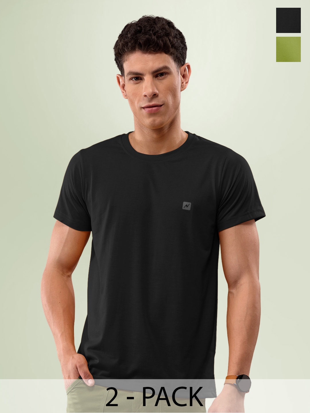 

LUX NITRO Pack Of 2 Round Neck T-shirts, Green