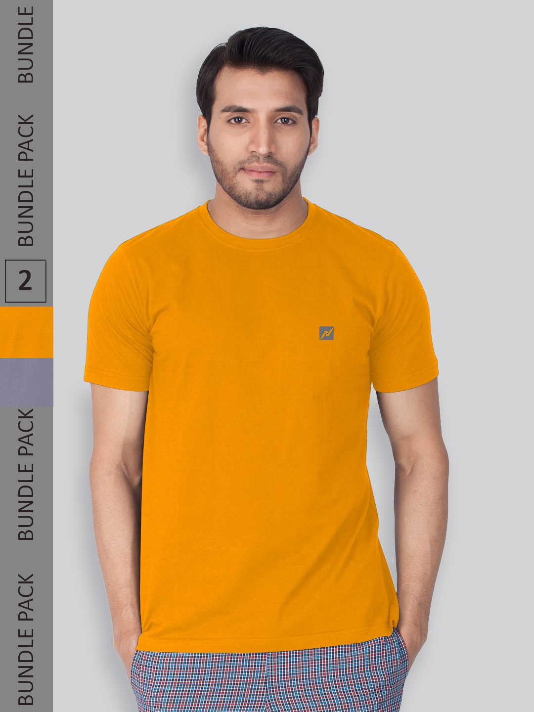 

LUX NITRO Pack Of 2 Round Neck Anti Odour Lounge T-Shirt, Orange