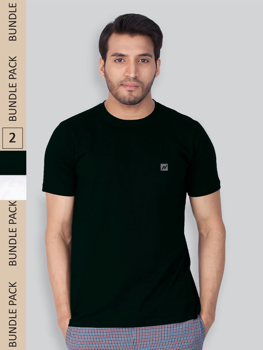 

LUX NITRO Pack Of 2 Round Neck Anti Odour Lounge T-Shirt, Black