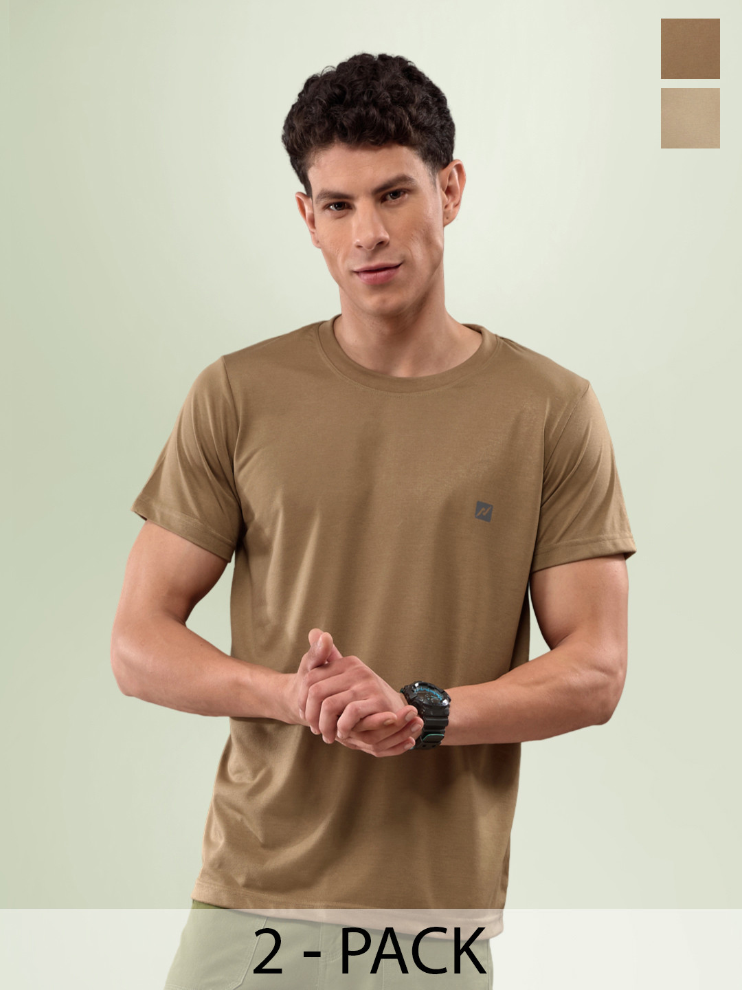 

LUX NITRO Pack Of 2 Anti Odour Lounge T-shirt, Beige