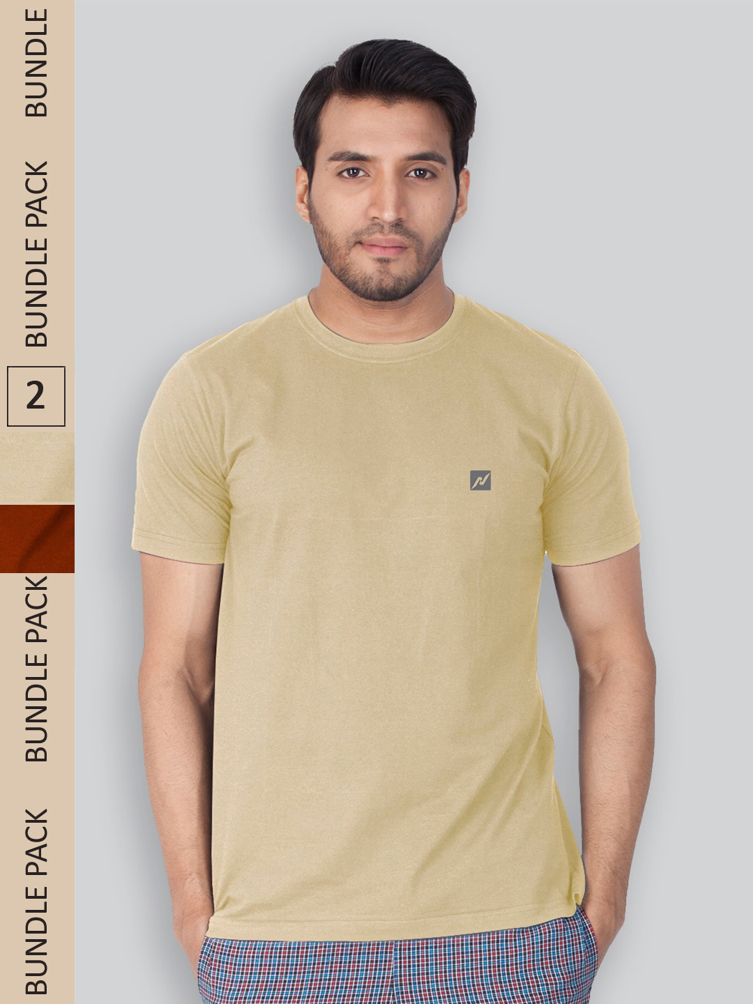

LUX NITRO Pack Of 2 Round Neck Lounge T-shirts, Beige