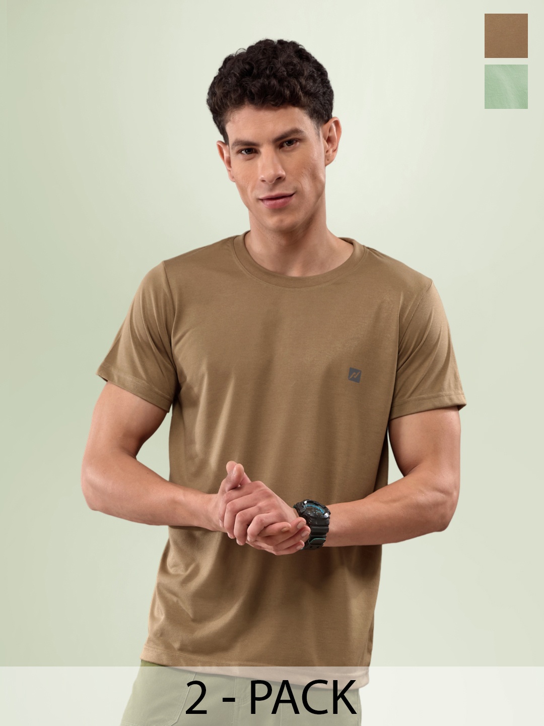 

LUX NITRO Pack Of 2 Anti Odour Lounge T-shirt, Green
