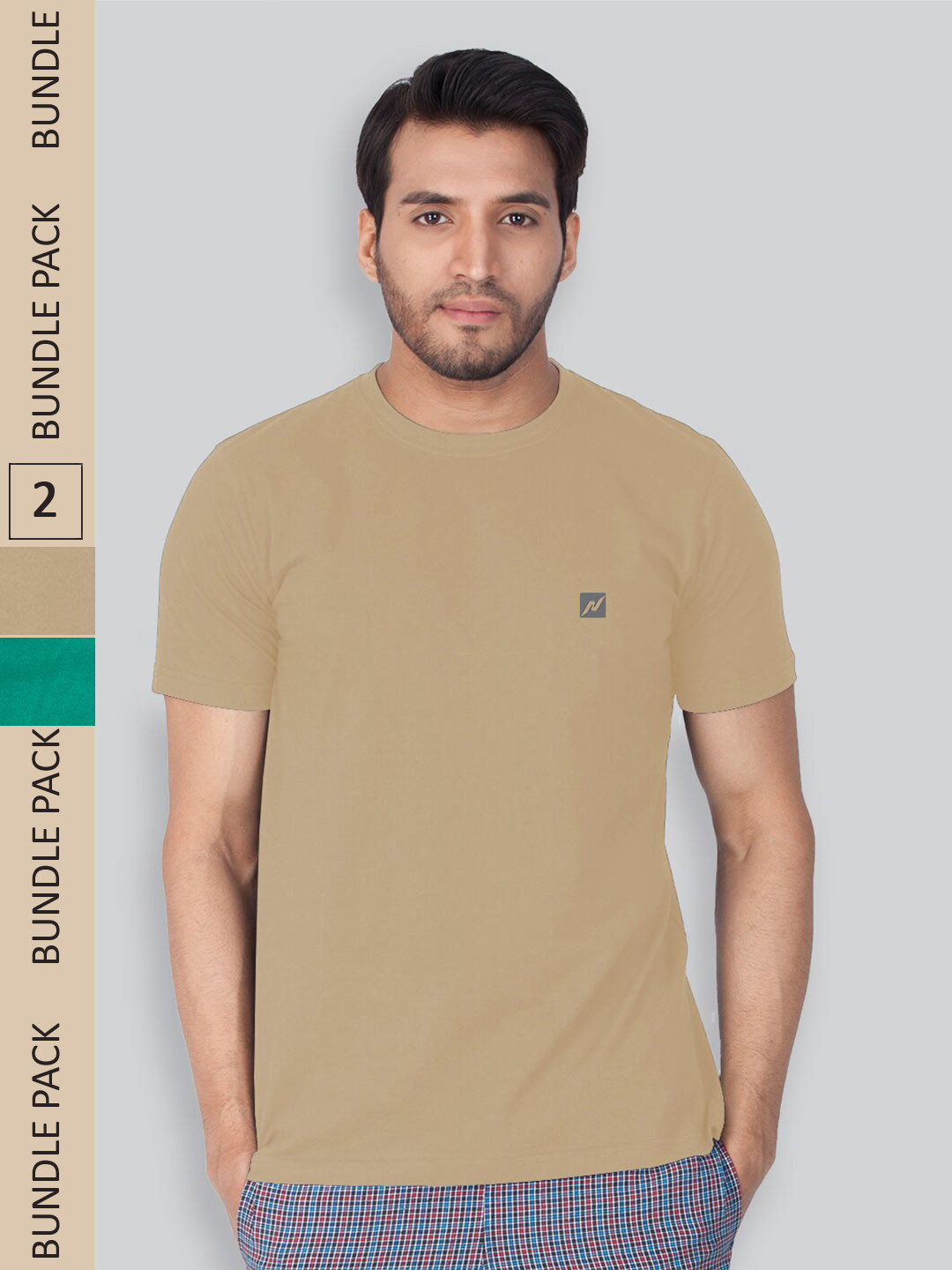 

LUX NITRO Pack Of 2 Round Neck Lounge T-shirts, Beige
