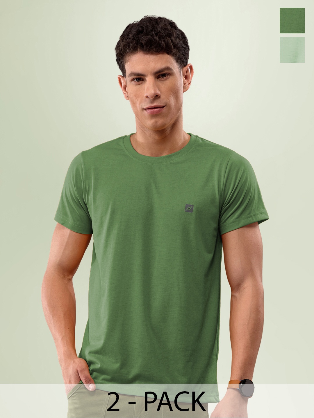 

LUX NITRO Pack Of 2 Round Neck Lounge T-shirts, Green
