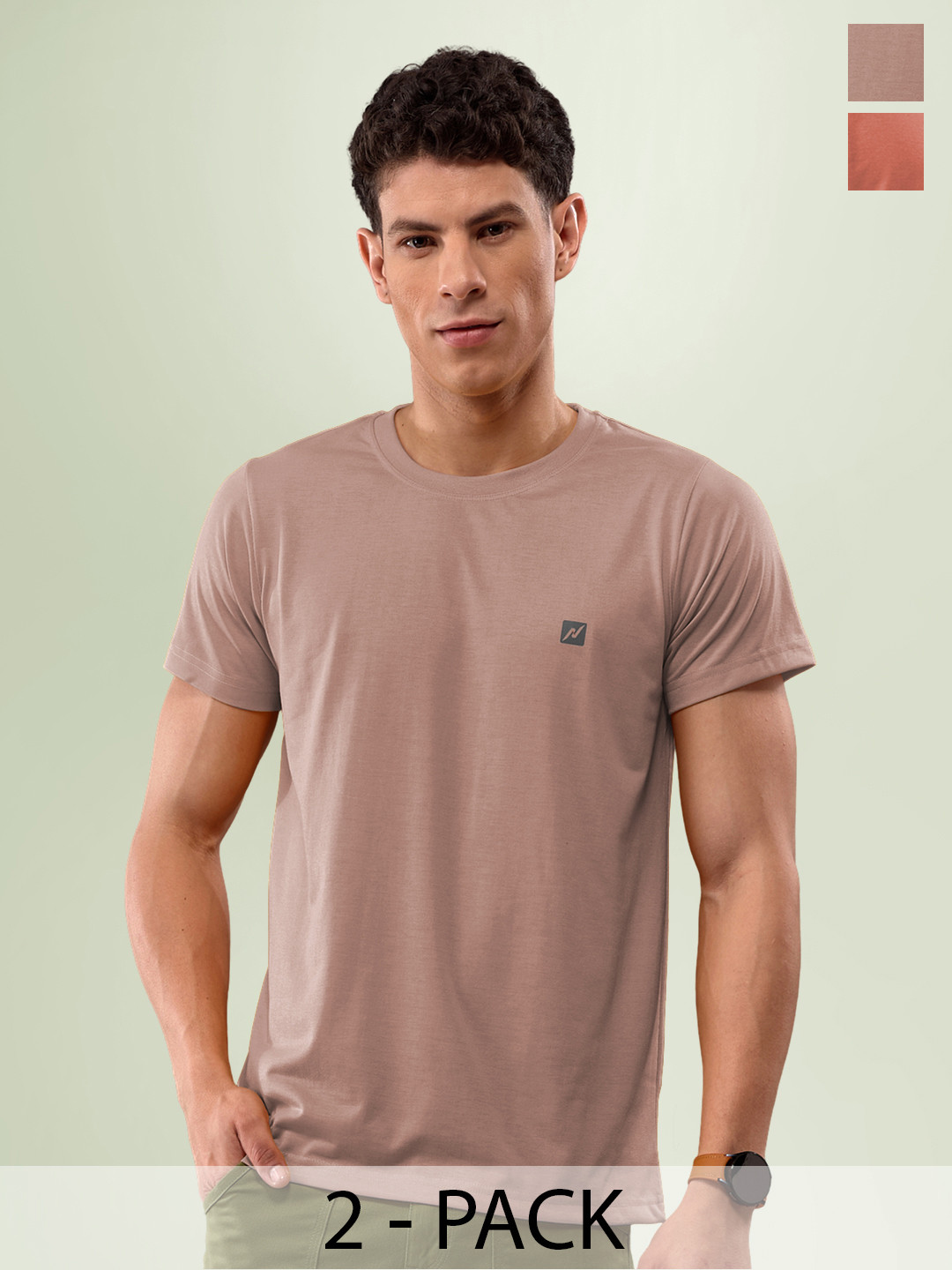 

LUX NITRO Pack Of 2 Round Neck Anti Odour Lounge T-Shirt, Red